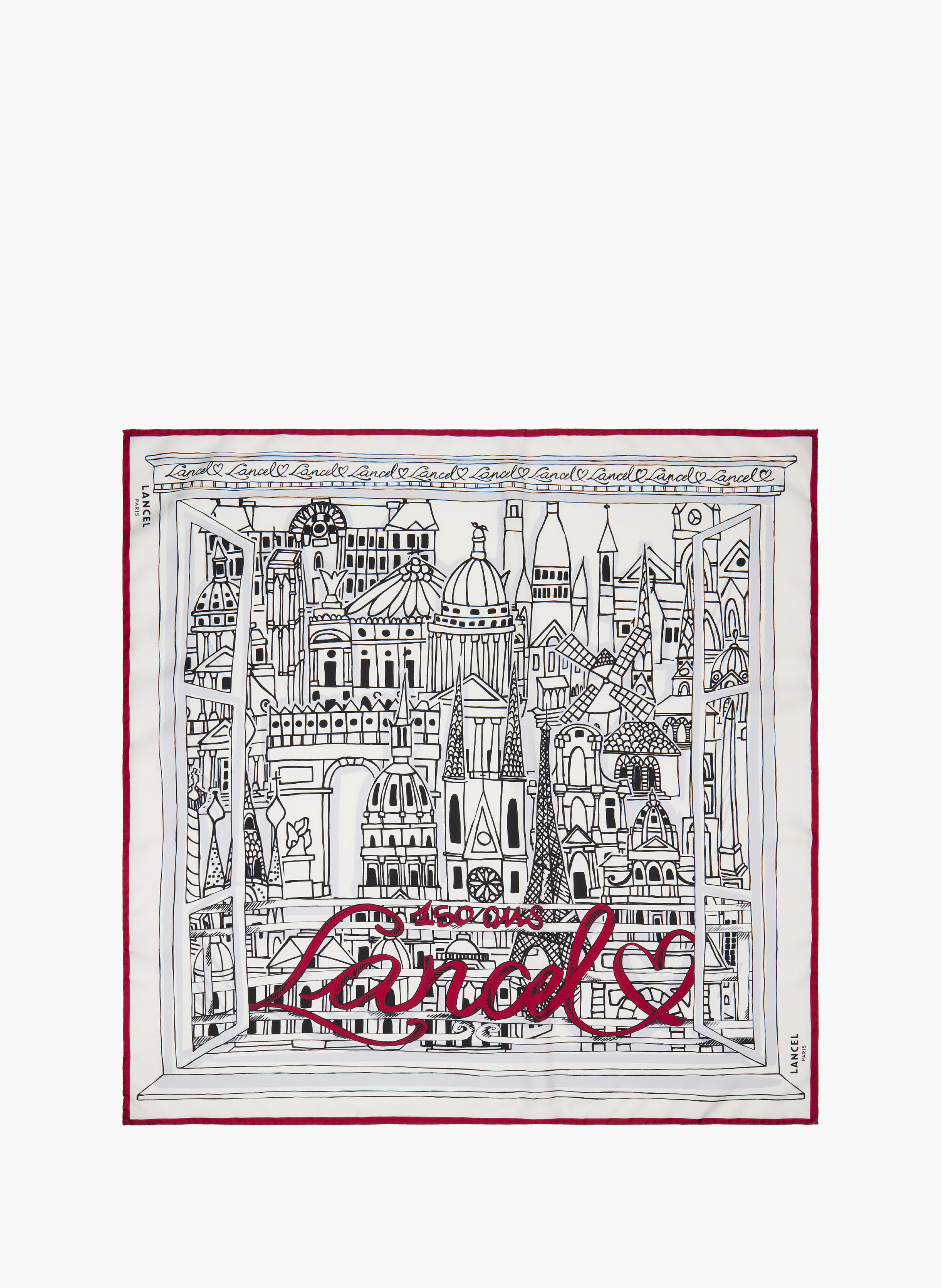 Carre motif "paris a la fenetre" en animation 150y : twill de soie imprimee LANCEL Multicolore
