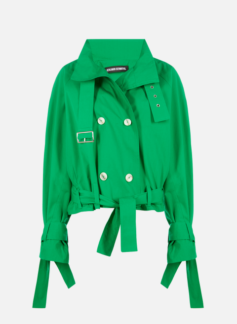Short oversized cotton jacket GreenBENJAMIN BENMOYAL 