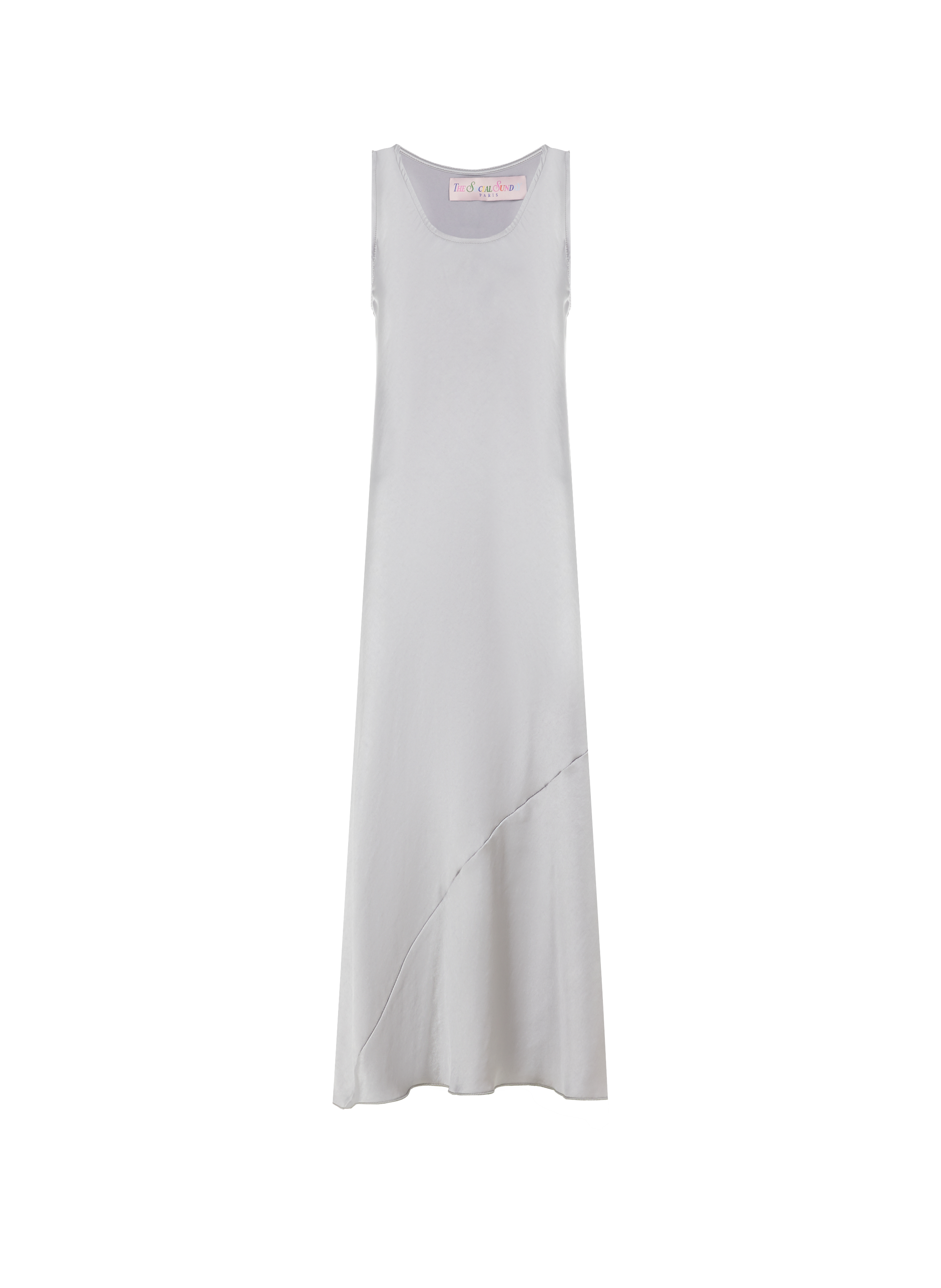 THE SOCIAL SUNDAY Robe longue satiné Argent