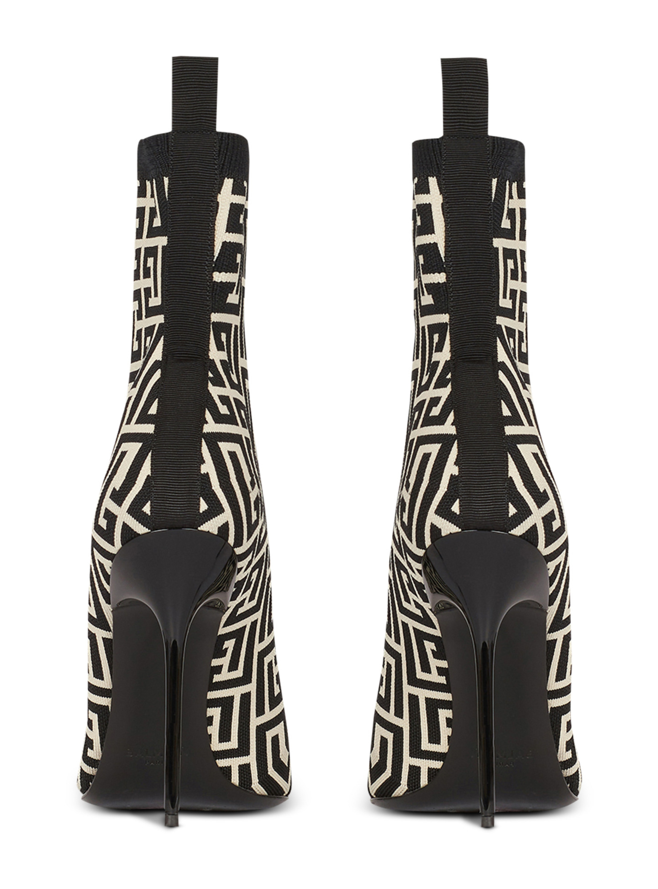 Bottines skye en maille stretch bicolores à monogramme balmain BALMAIN Noir