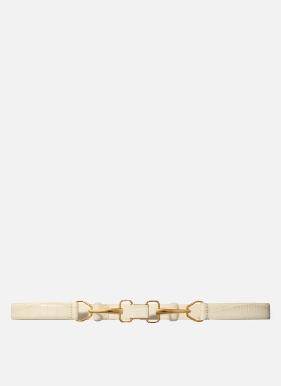 Ceinture en cuir effet croco Beige by MAJE MAJE Ceinture en cuir effet croco Beige