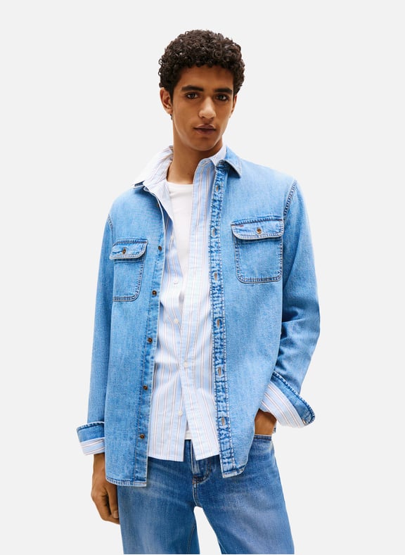 Chemise droit en jean coton Bleu by TOMMY HILFIGER TOMMY HILFIGER Chemise droit en jean coton Bleu