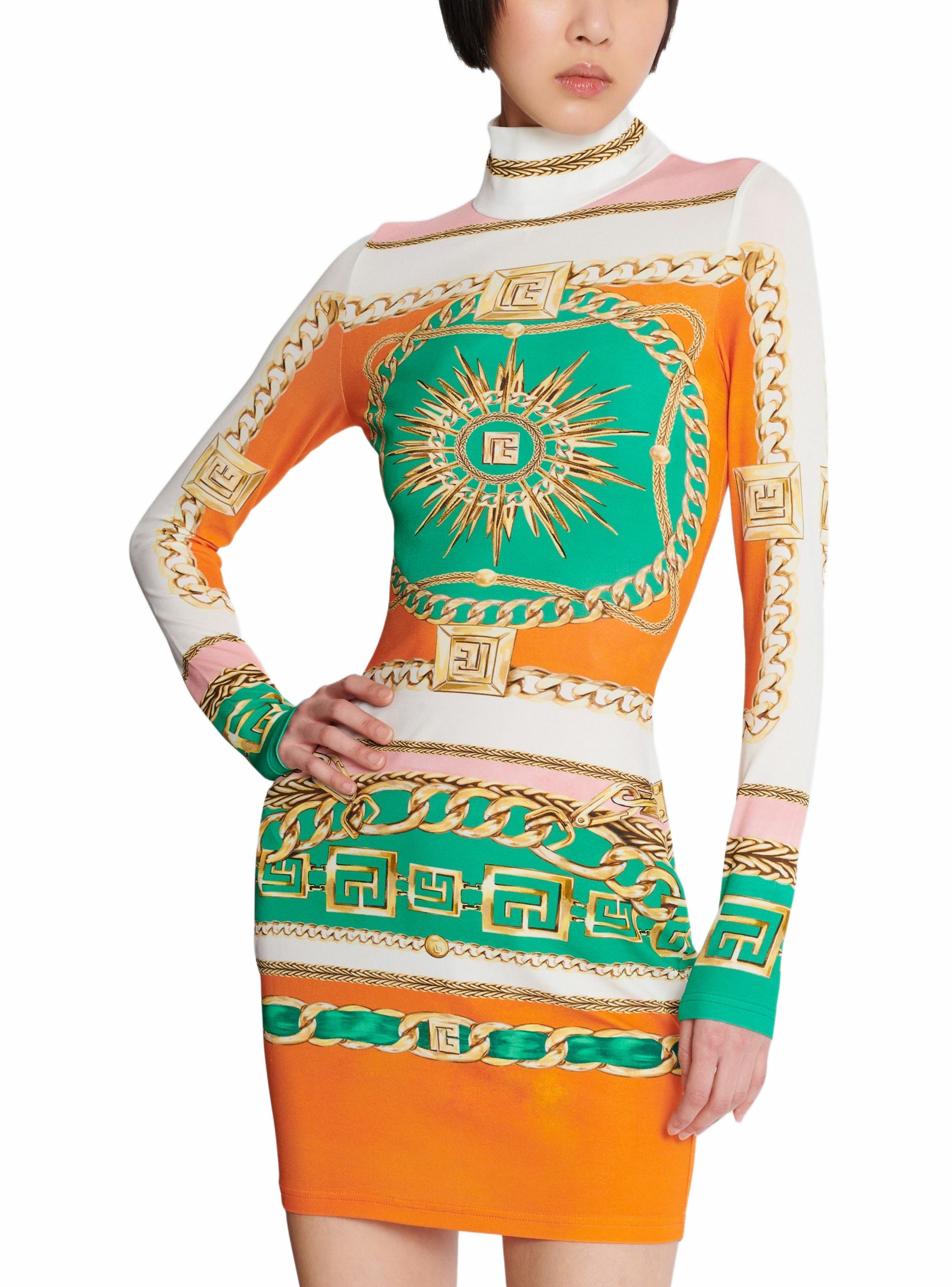 Robe bodycon courte imprimée motif balmain foulard BALMAIN Multicolore