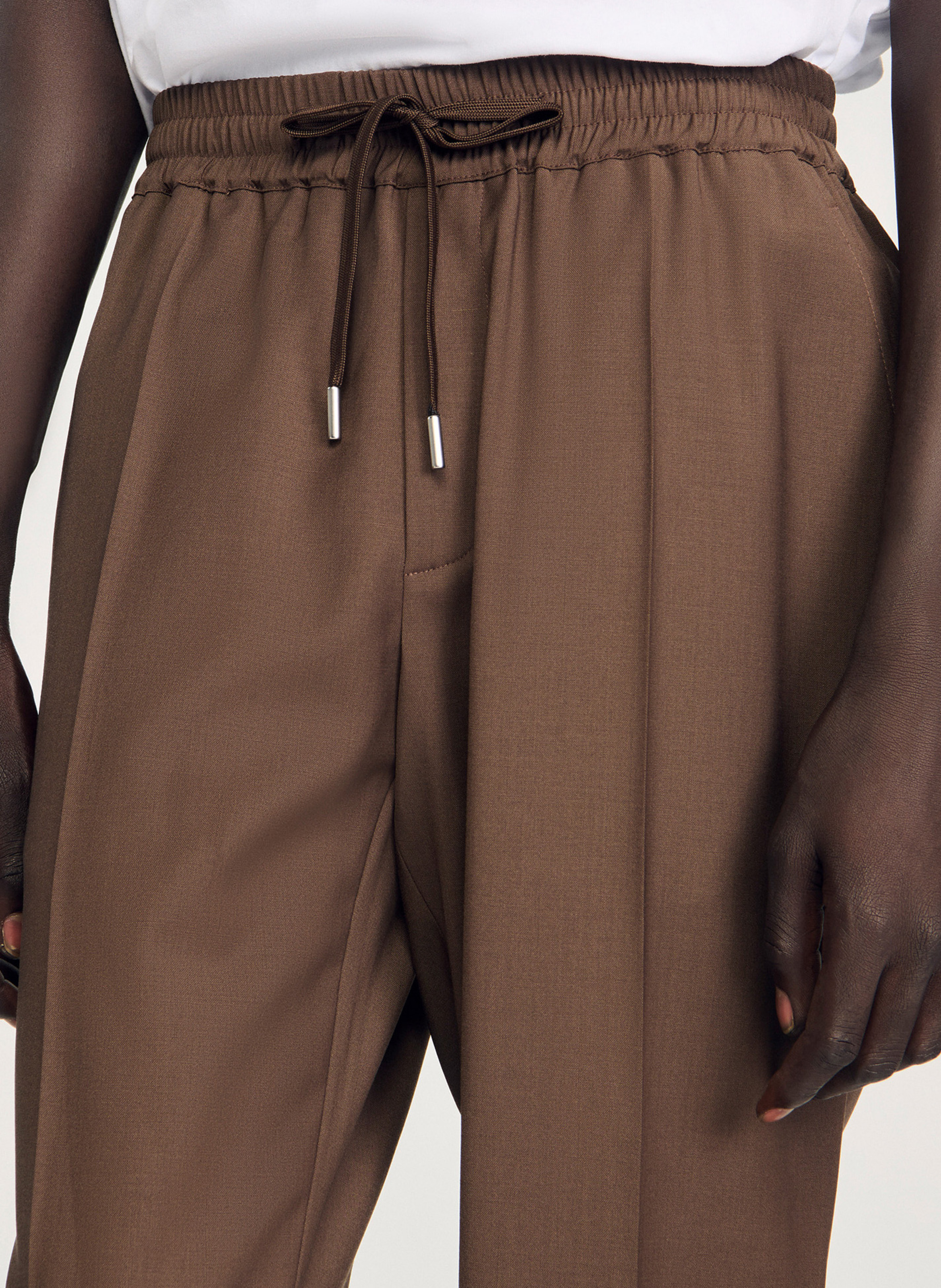 Pantalon droit élastiqué SANDRO Beige