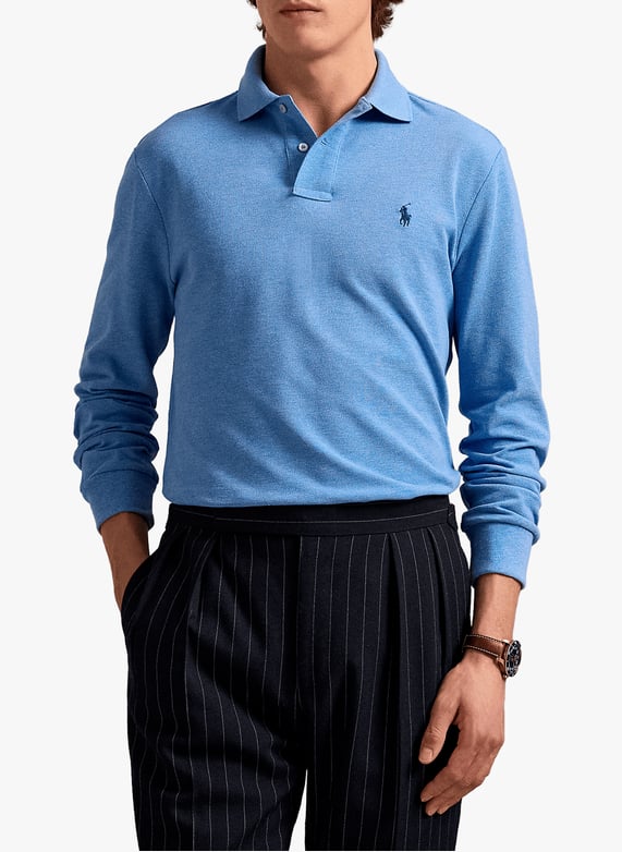 Long-sleeved cotton polo shirt | Blue by POLO RALPH LAUREN Long-sleeved cotton polo shirt Blue