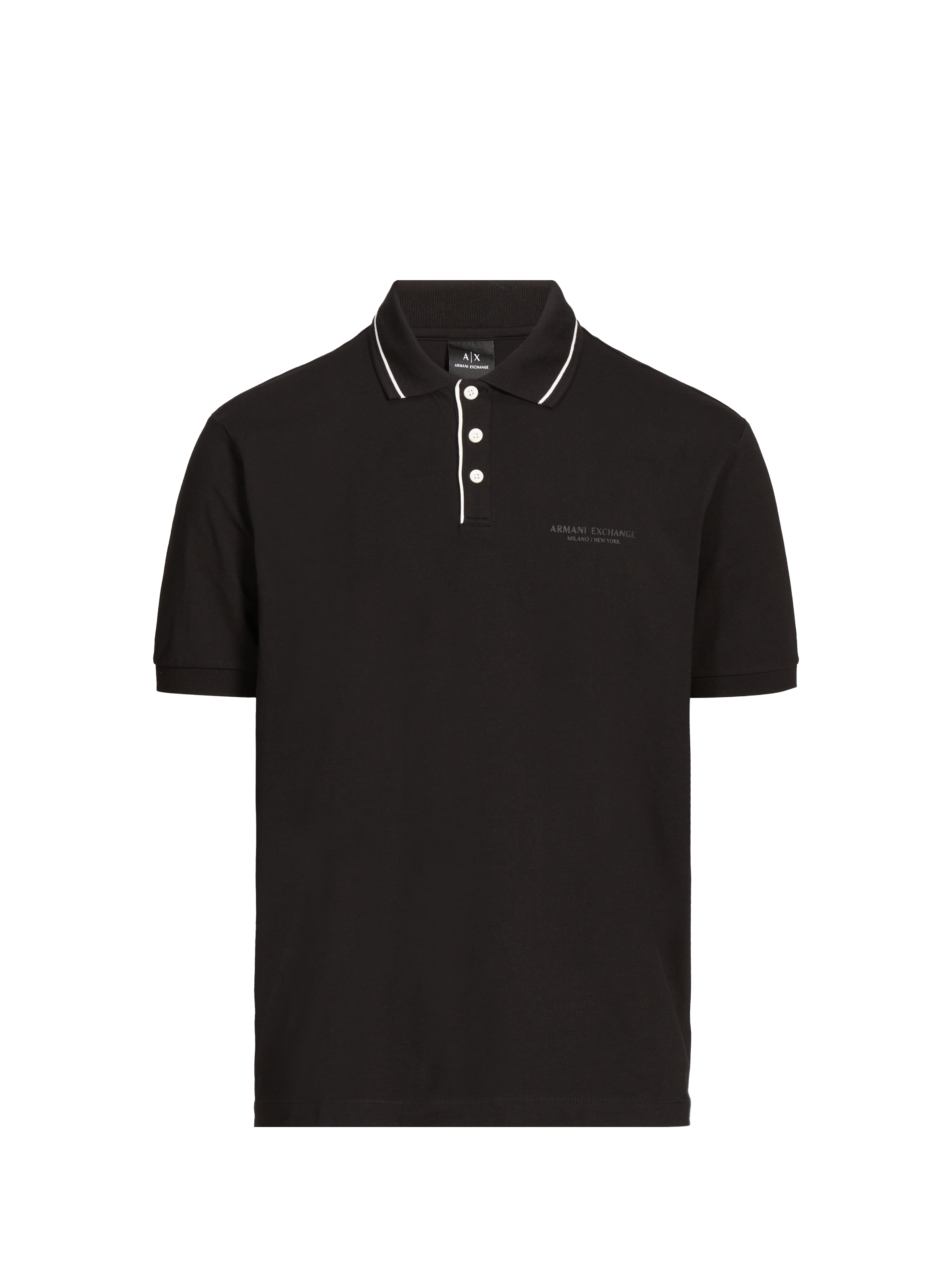 ARMANI EXCHANGE Polo uni en coton mélangé Noir