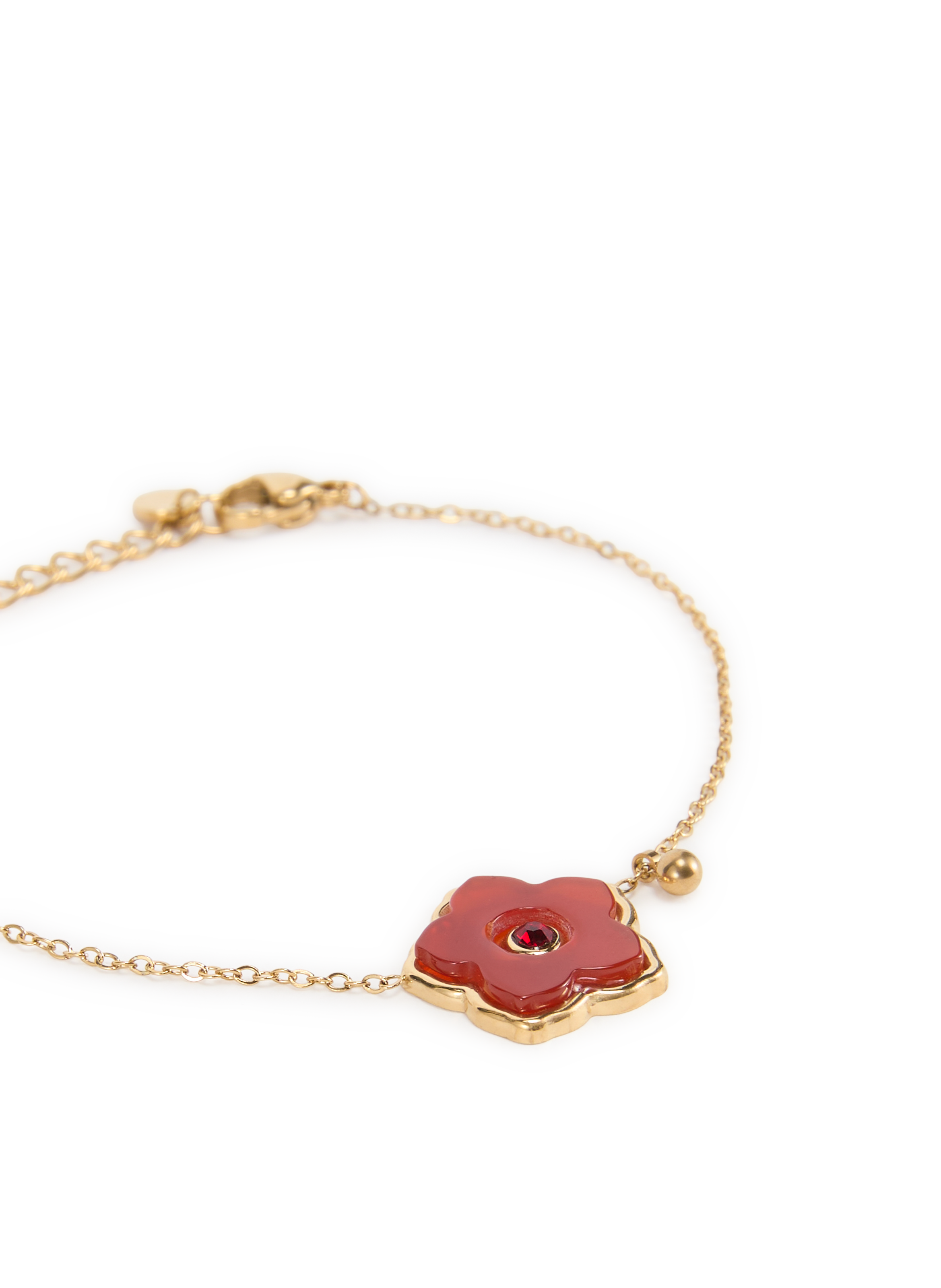 Bracelet pendentif fleur AU PRINTEMPS PARIS Rouge