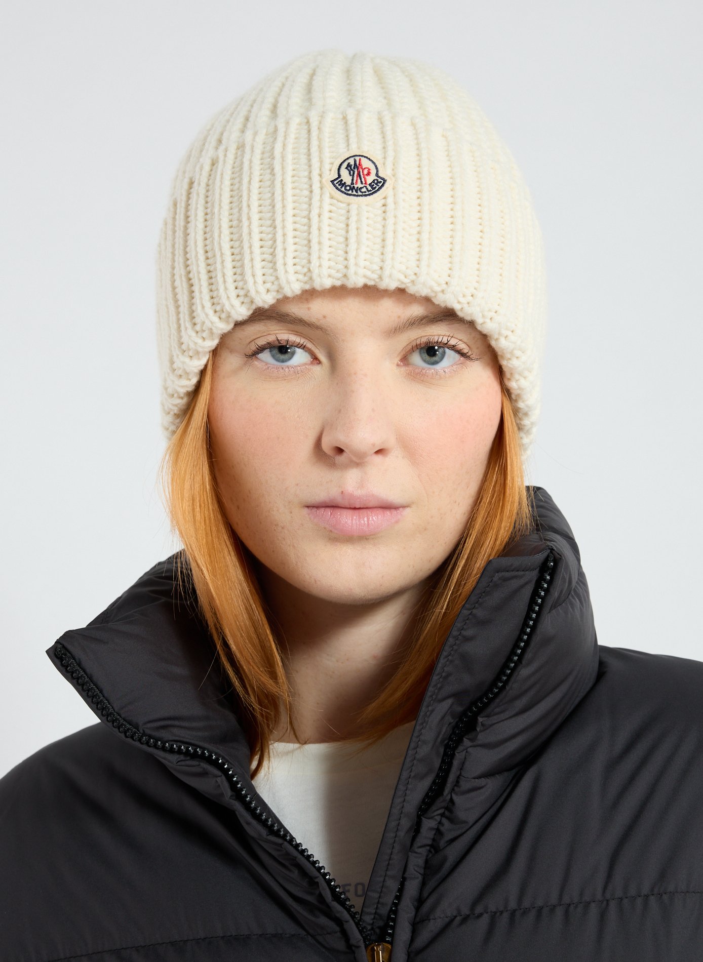 Wool and cashmere knitted beanie MONCLER White