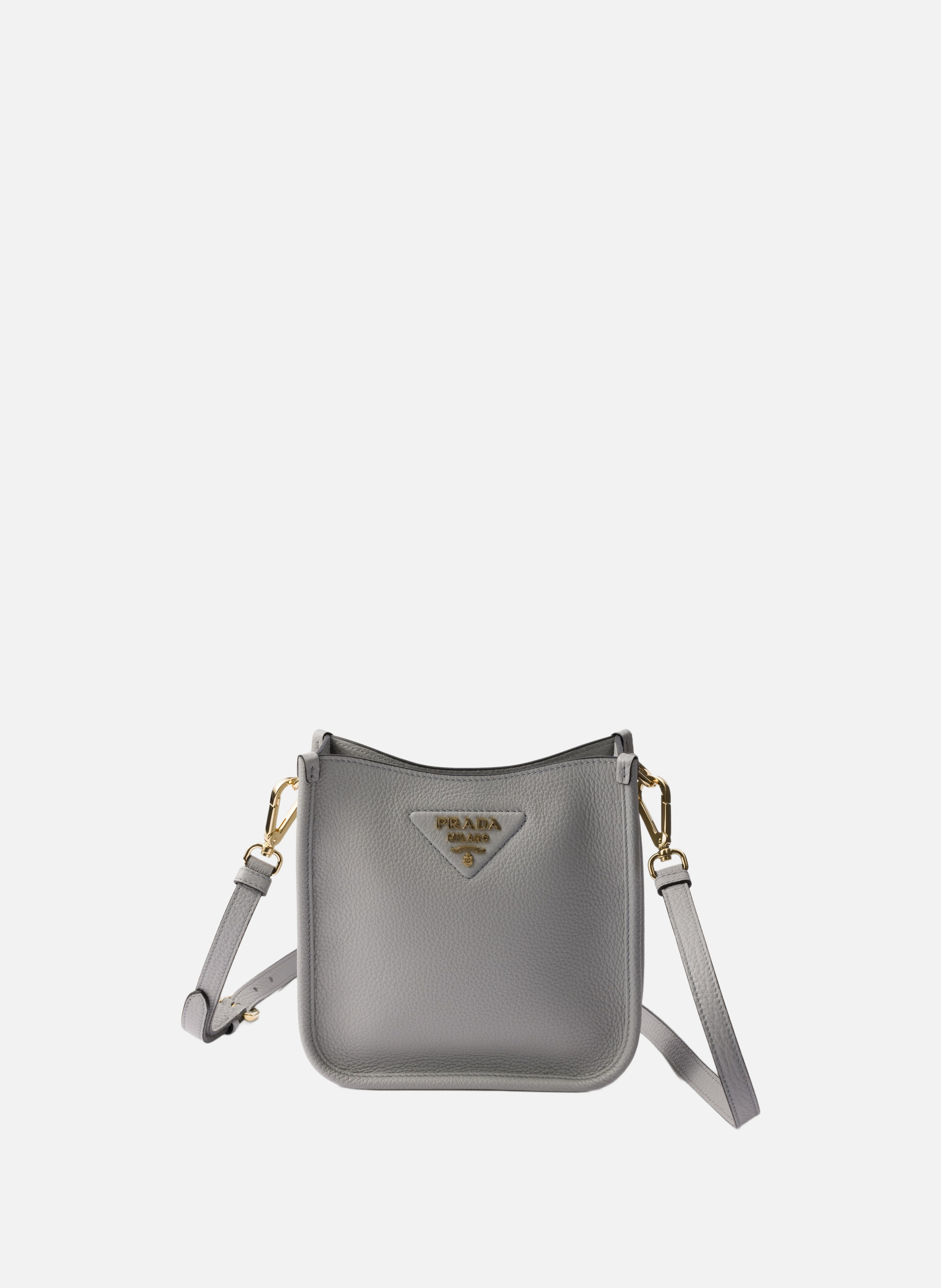 Mini sac porté épaule en cuir PRADA Gris