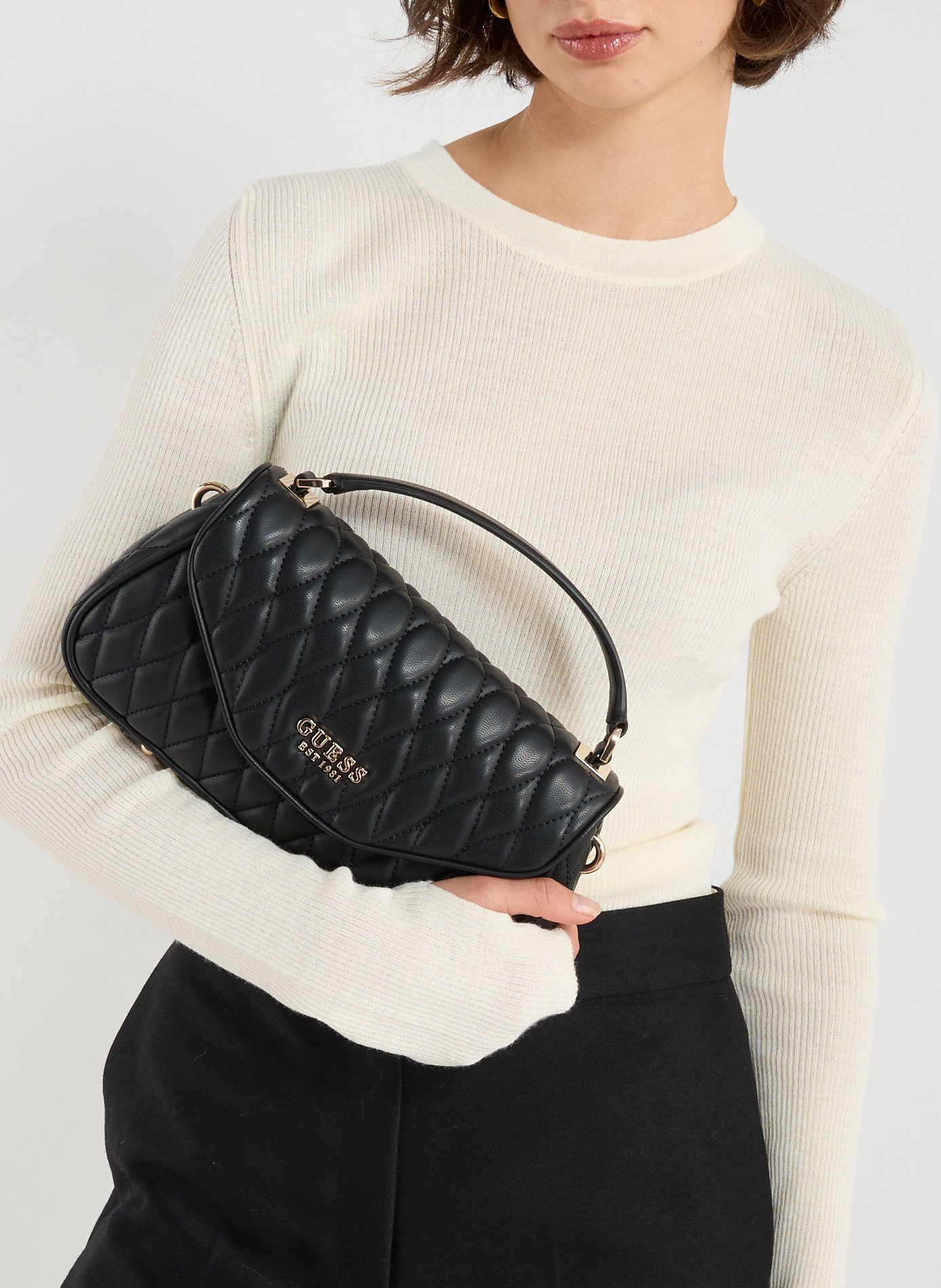 Sac à main Valla surpiqué GUESS Noir