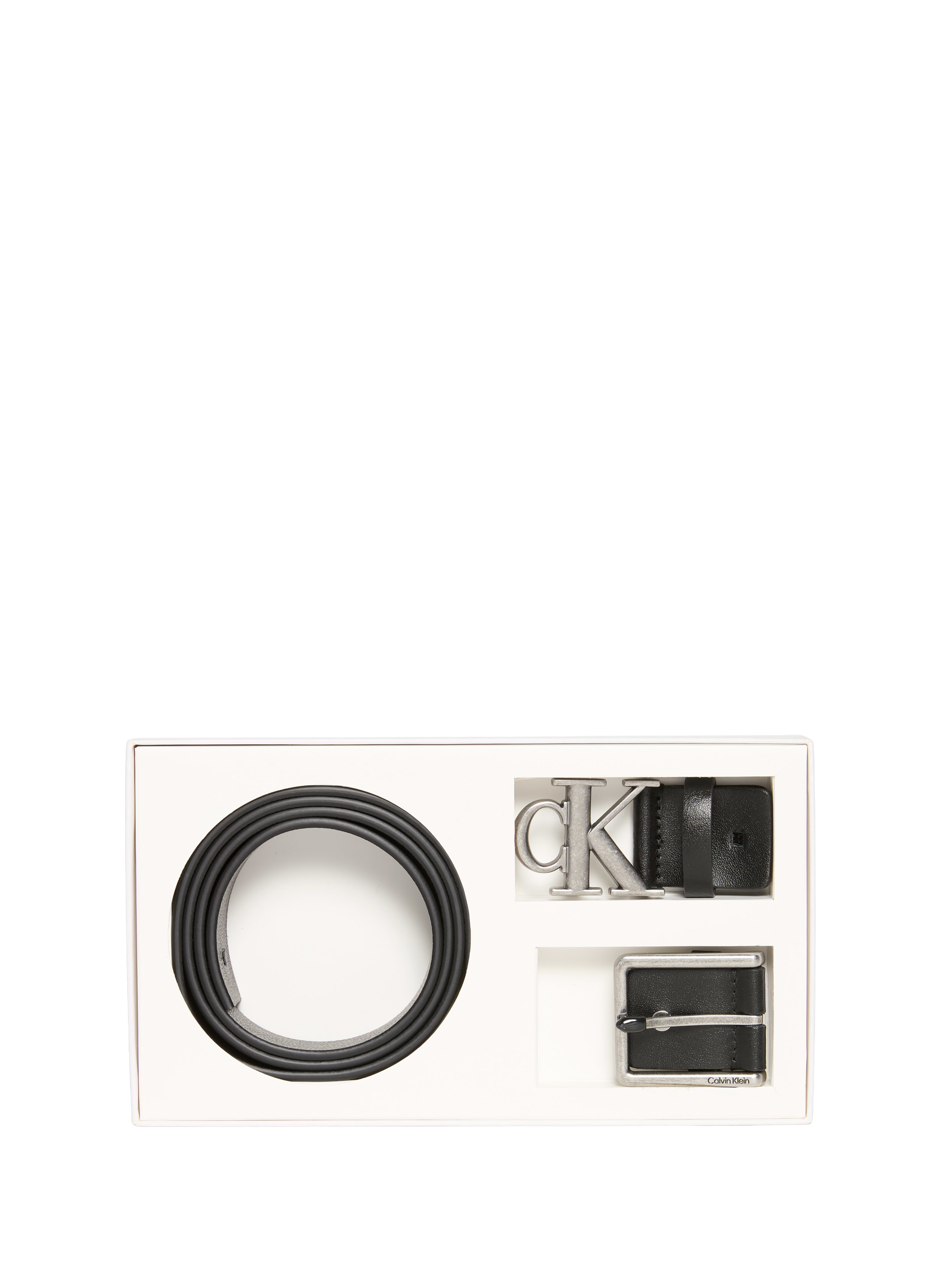 Coffret ceinture en cuir avec deux boucles CALVIN KLEIN Noir