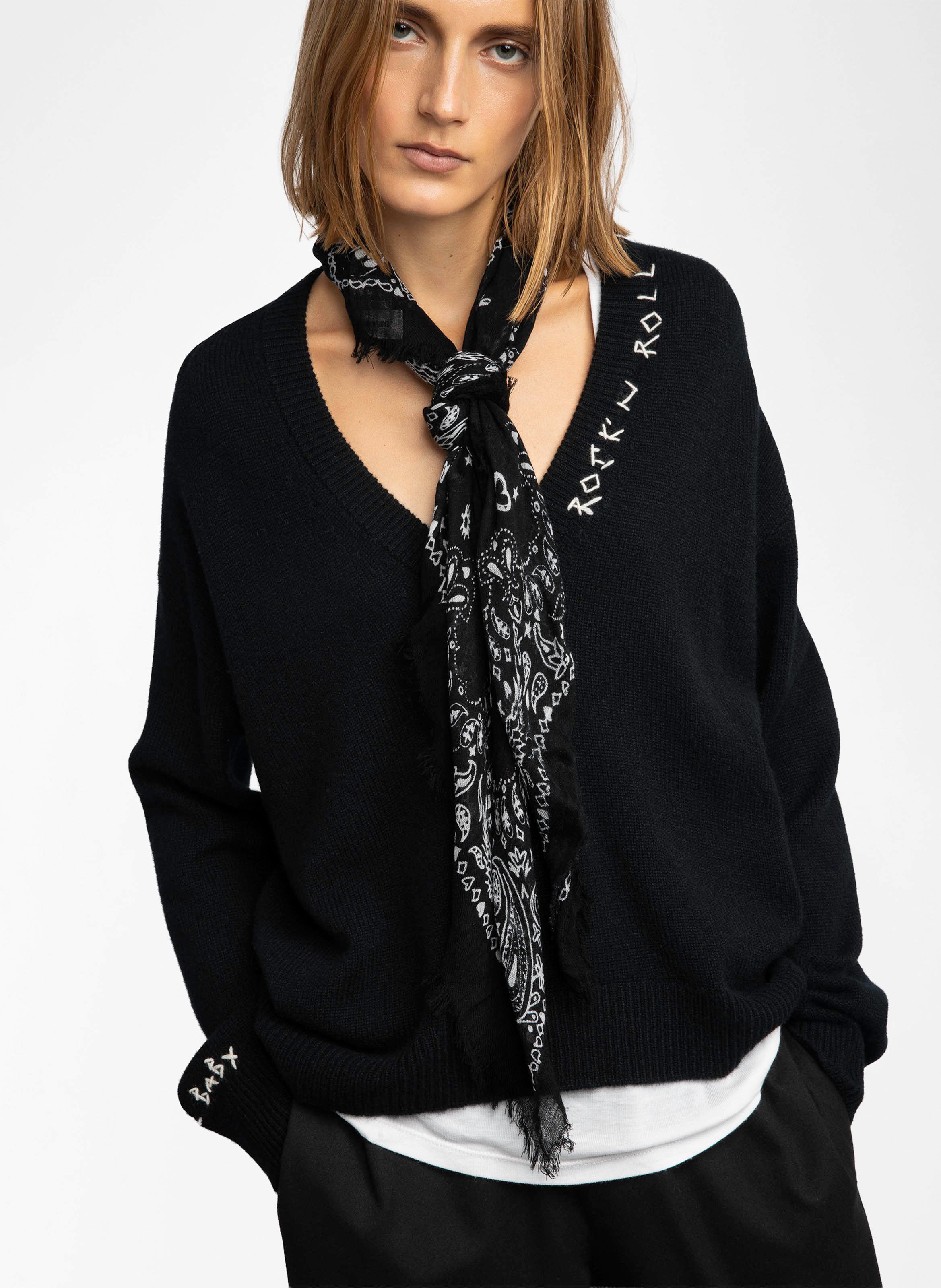 Foulard en cachemire imprimé nuage ZADIG&VOLTAIRE Noir