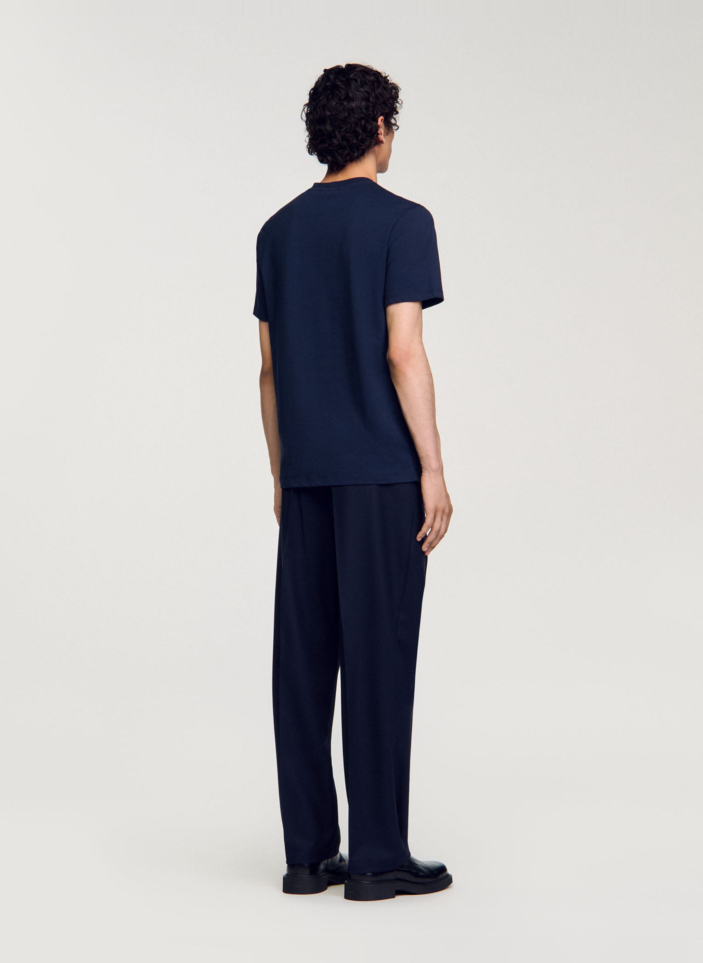 Tee-shirt droit col rond en coton SANDRO Bleu