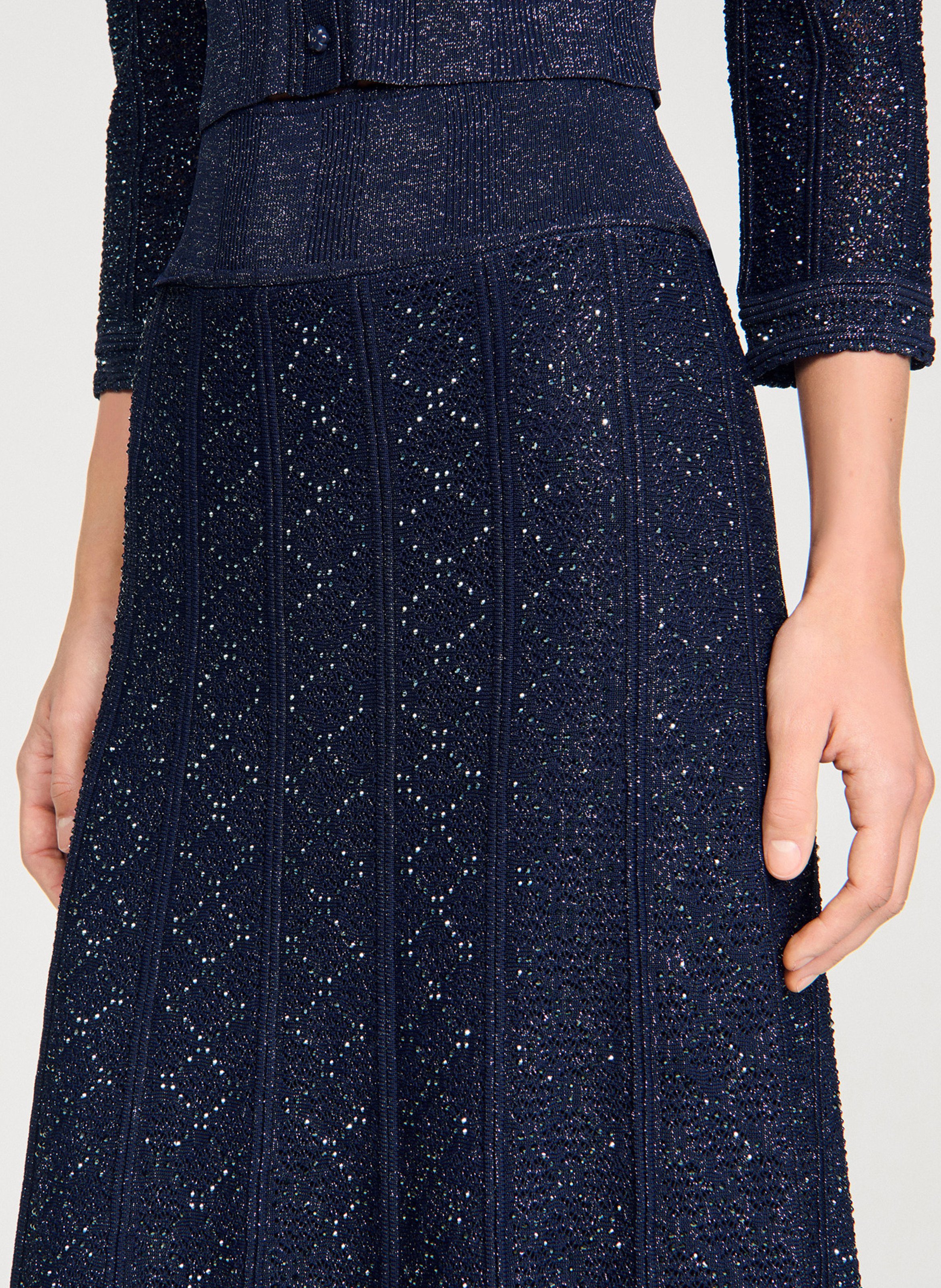 Jupe longue à paillettes SANDRO Bleu