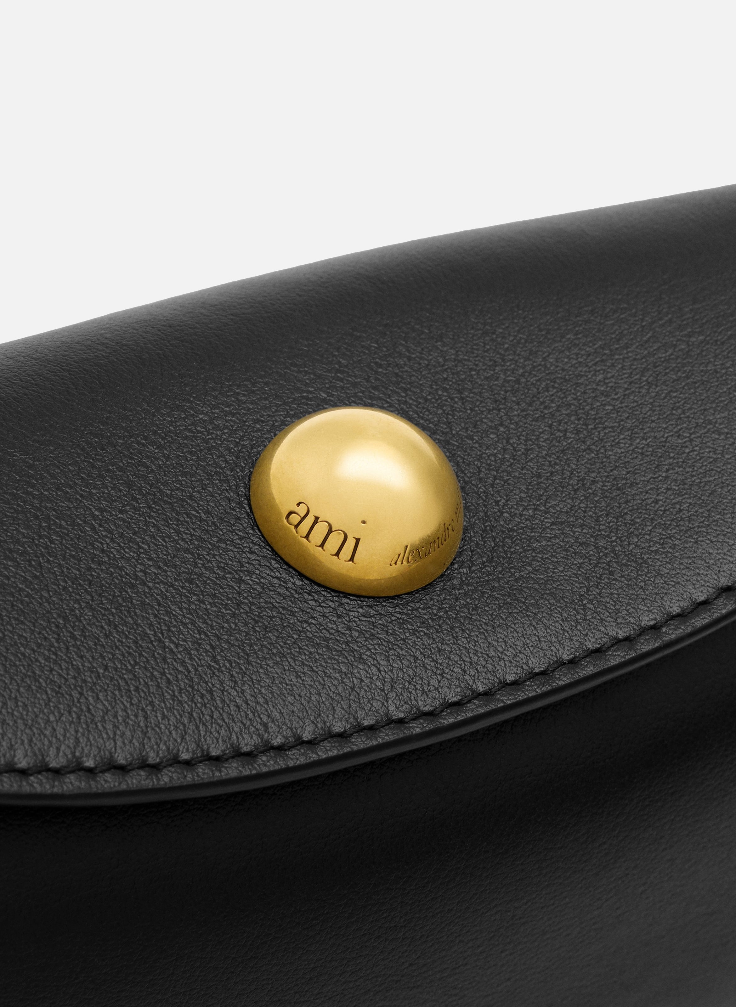 Mini sac carrousel unisexe en cuir de veau AMI PARIS Noir