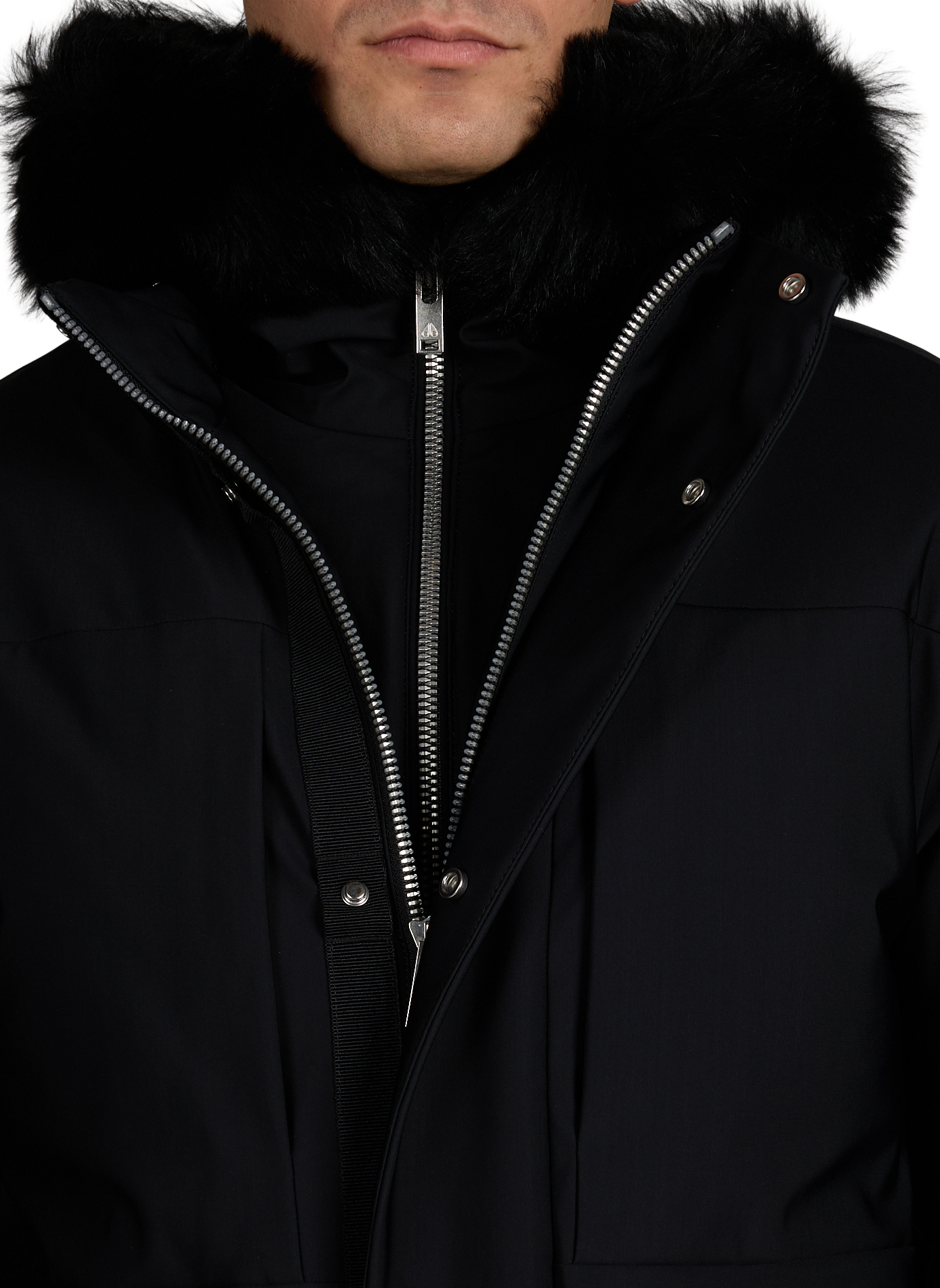 Parka with high collar and removable hood MOOSE KNUCKLES Black