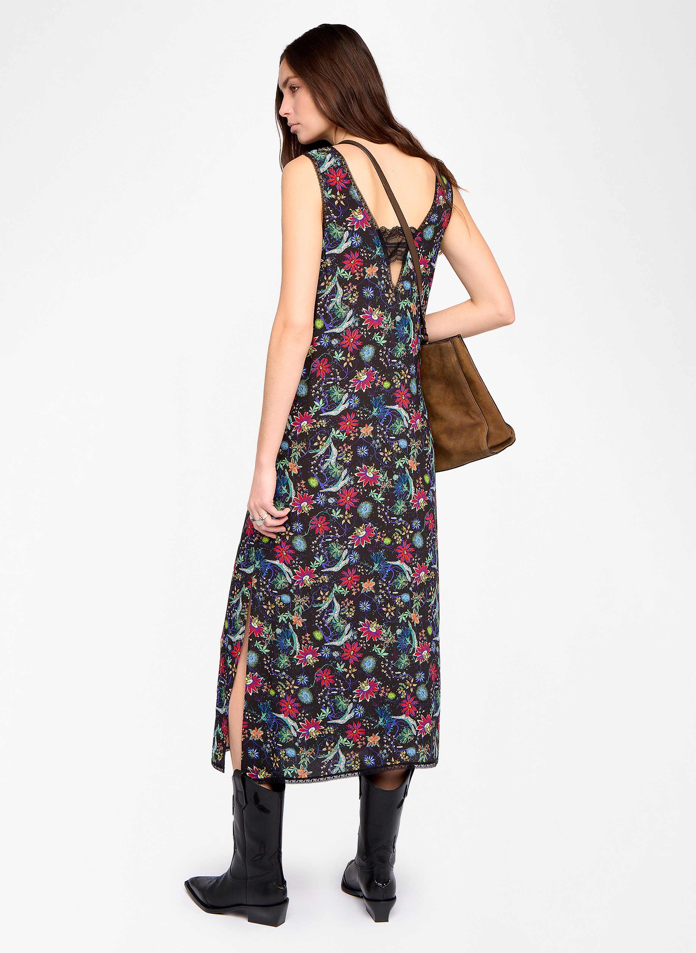 Robe midi fleurie à détails dentelle renzo ZADIG&VOLTAIRE Bleu