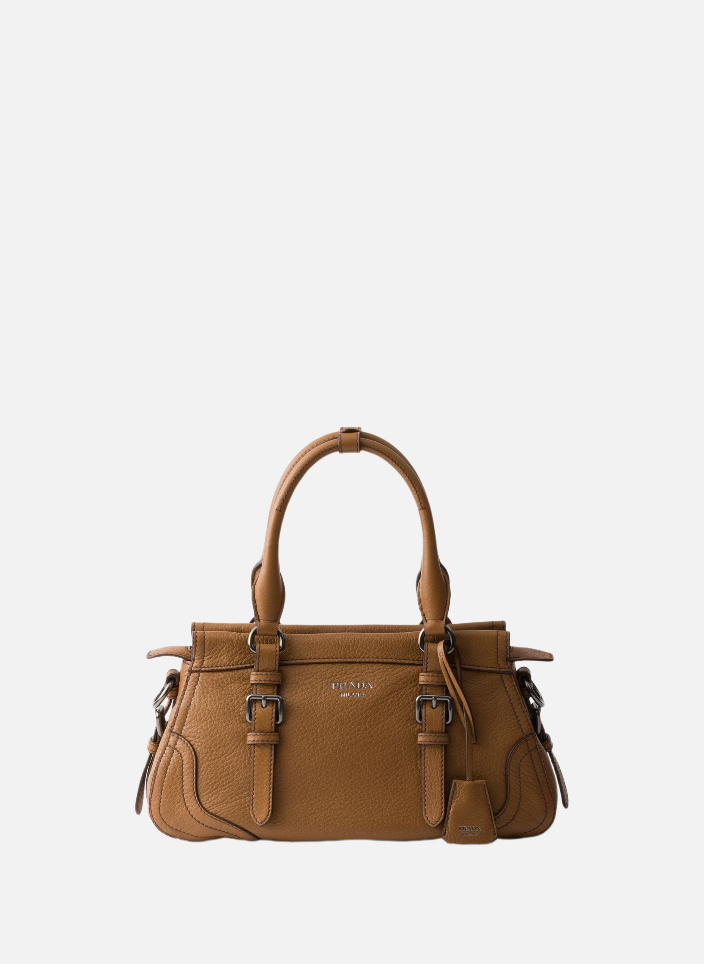 Grand cabas en cuir PRADA Marron