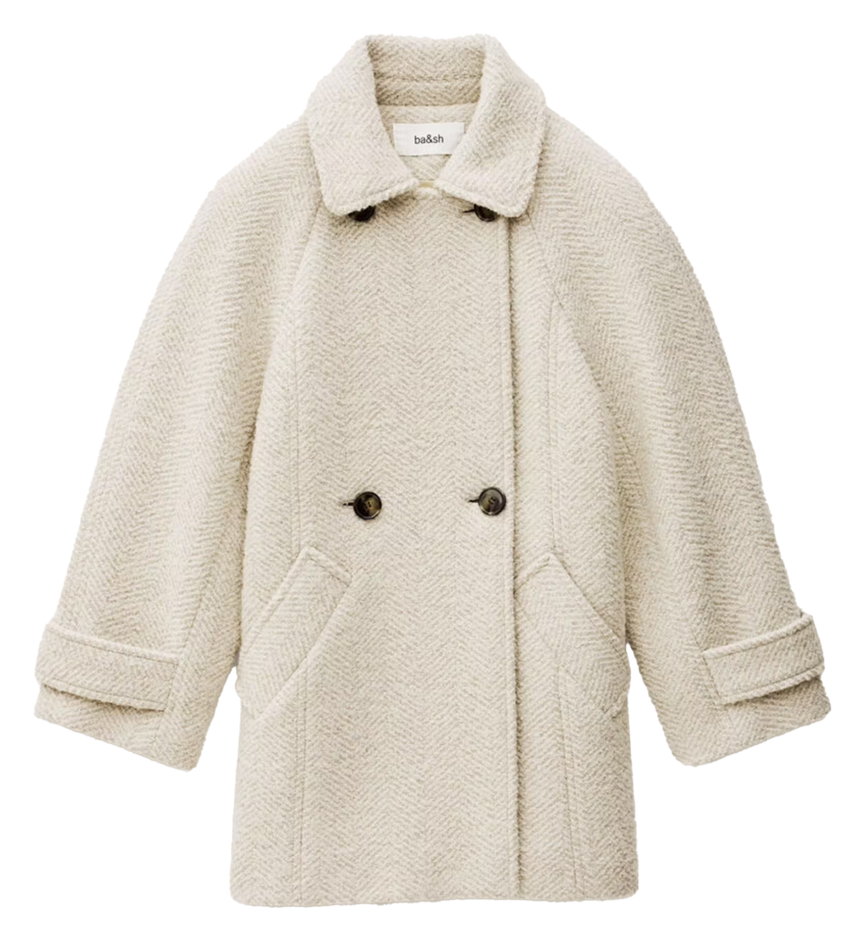 Manteau ample à chevrons en laine mélangée olsom BA&SH Beige