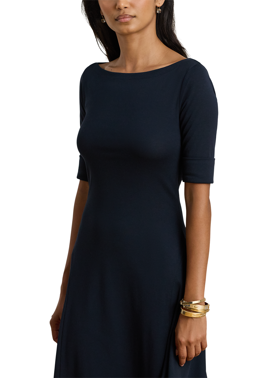 Flared cotton dress LAUREN Blue