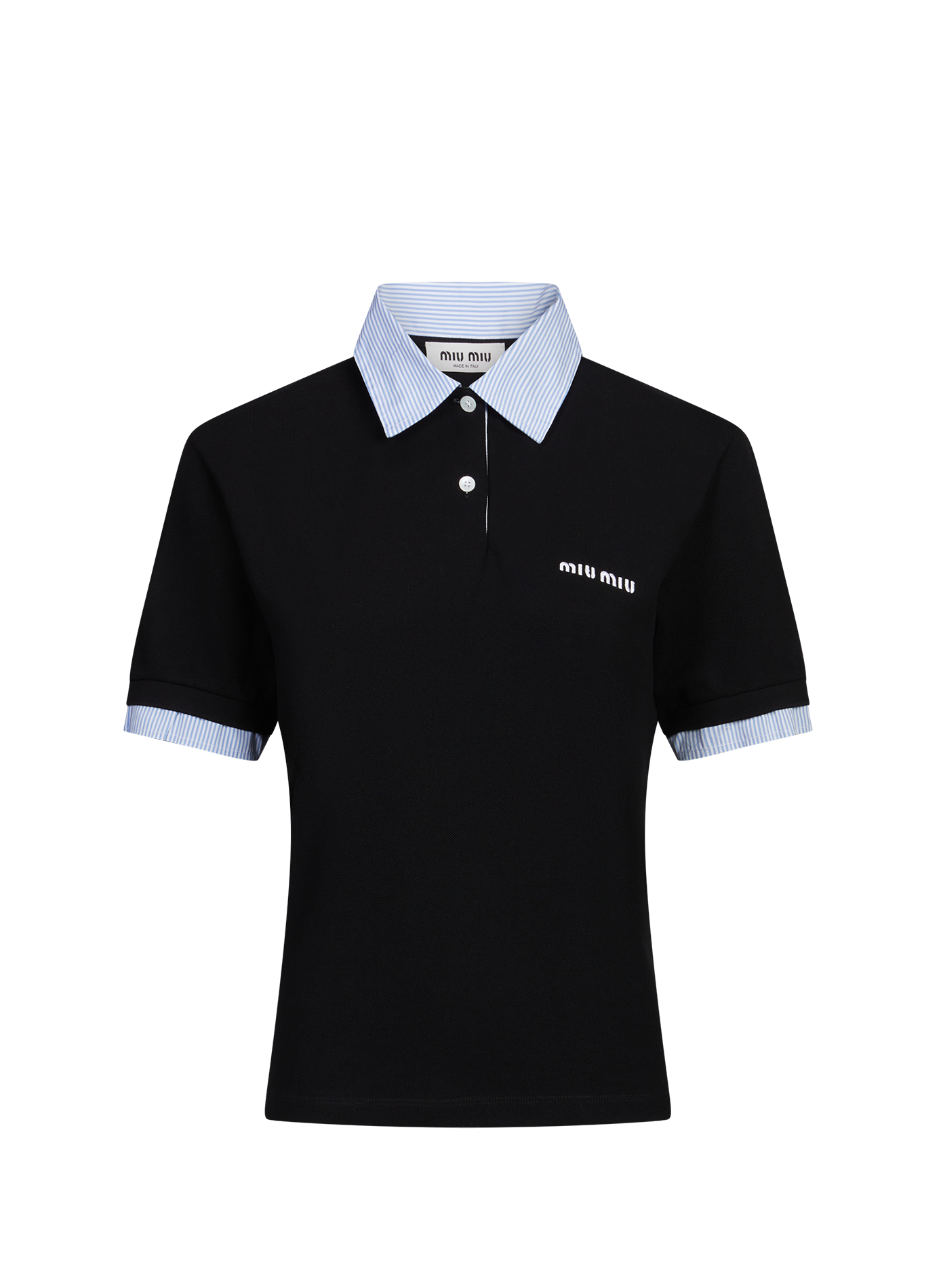 Polo à manches courtes en coton MIU MIU Noir