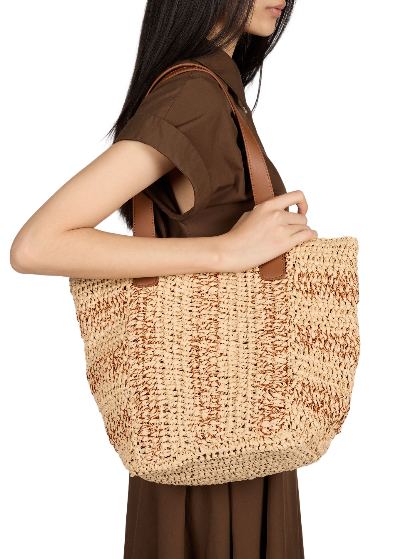 Sac panier à rayures dorées AU PRINTEMPS PARIS Doré