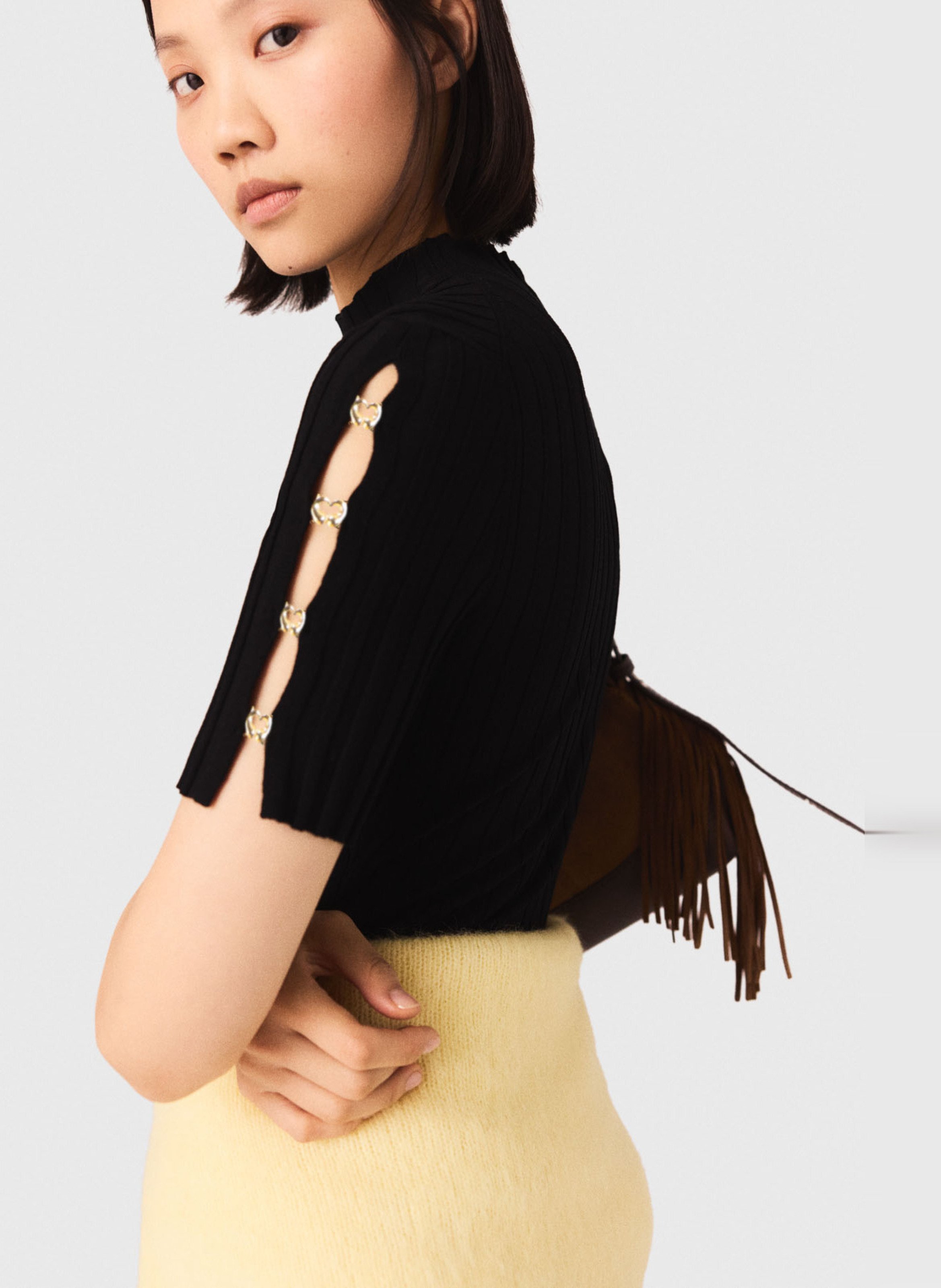 Robe courte évasée en maille MAJE Noir