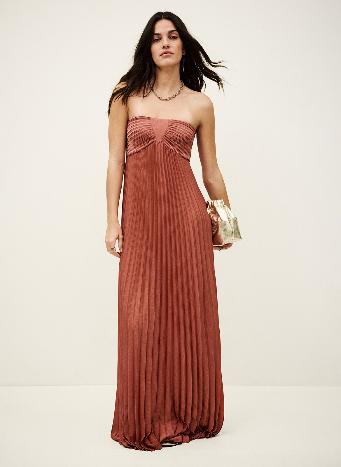 Robe longue plissée willow BA&SH Rose