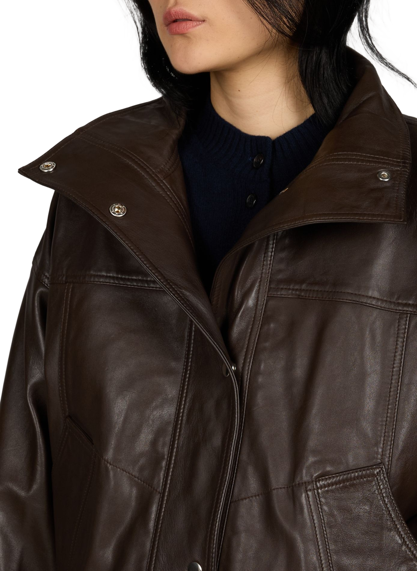 Sheepskin leather jacket ROHE FRAMES Brown