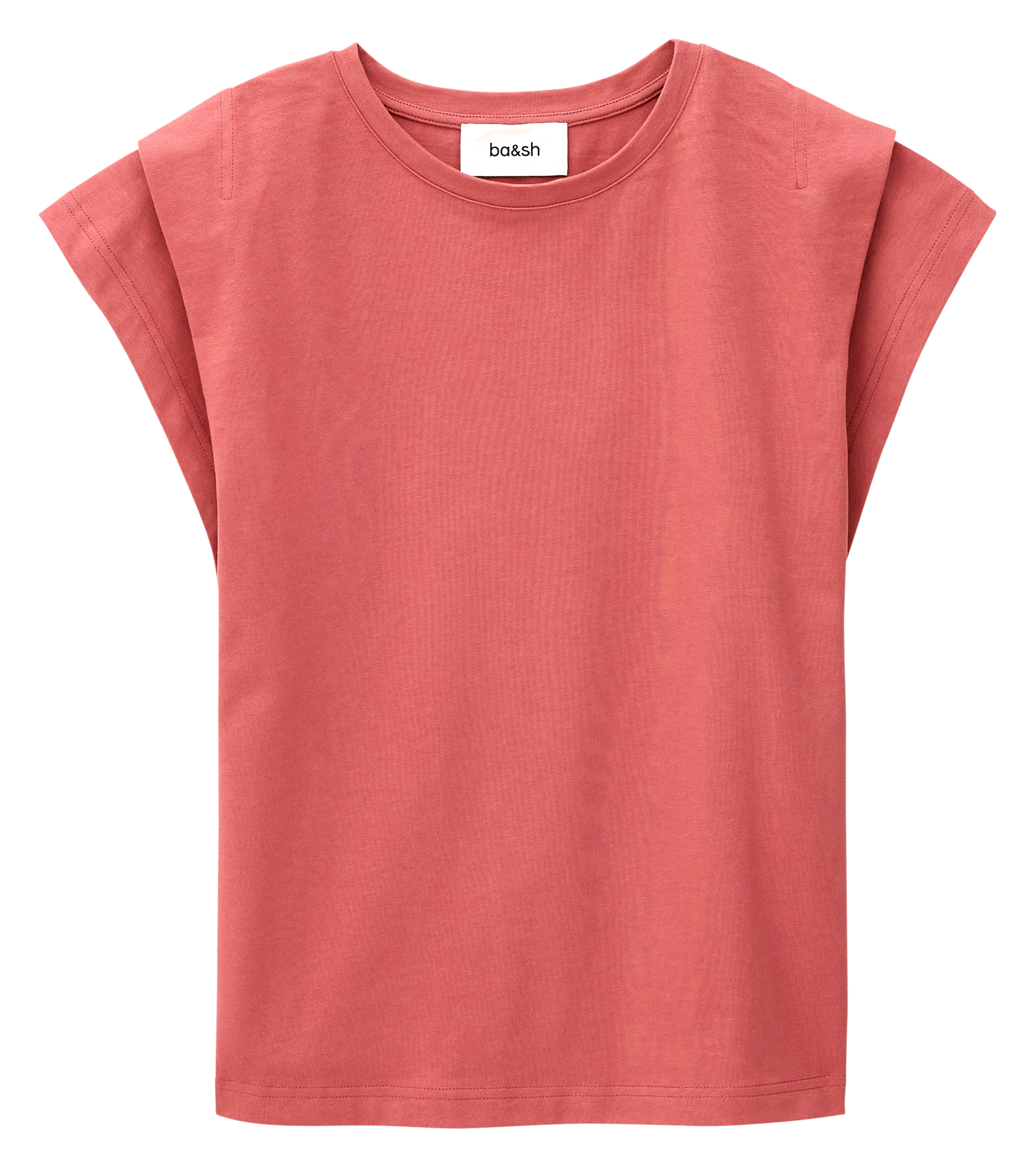 Tee-shirt droit col rond en coton pio BA&SH Rose