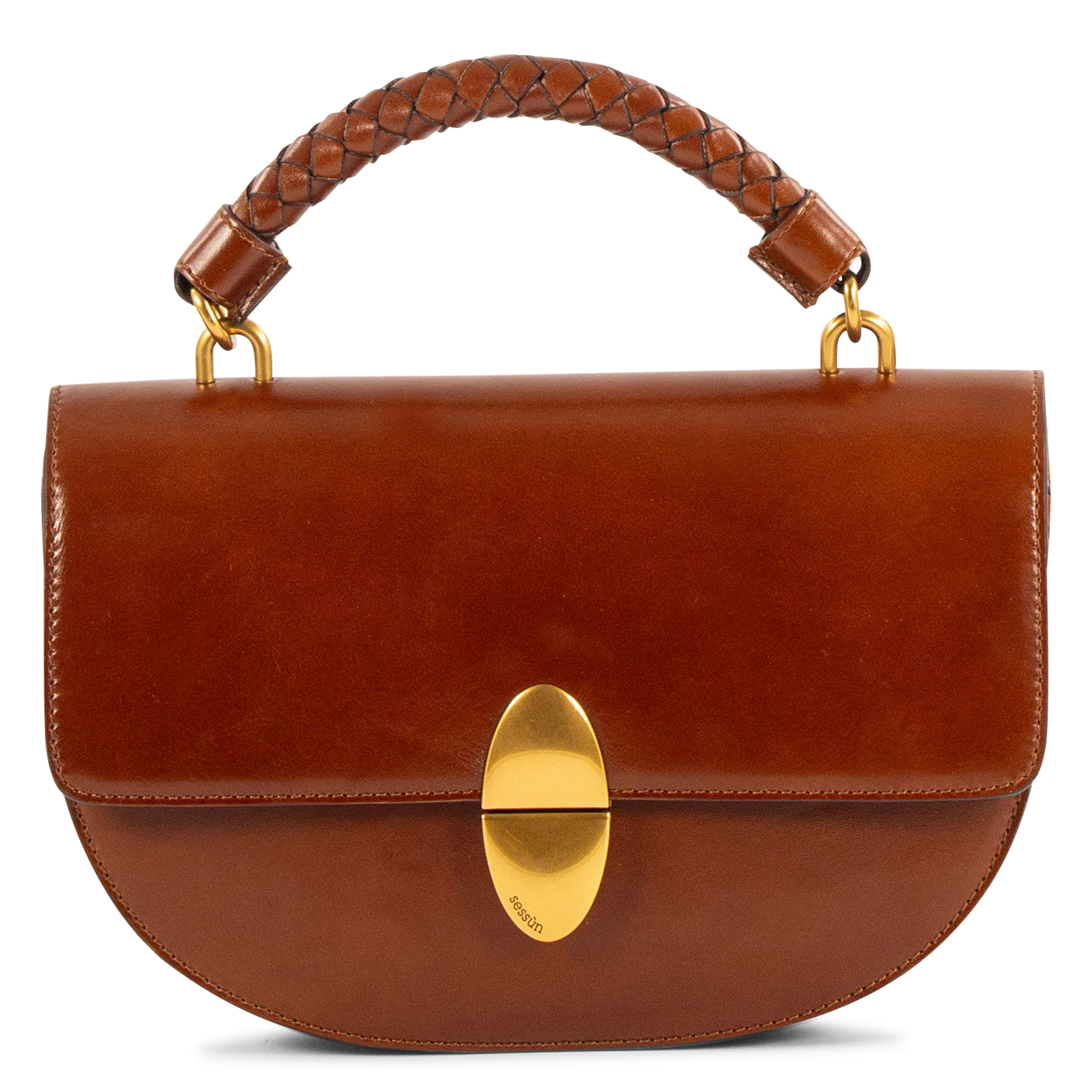 Sac bandoulière en cuir round tesoro SESSUN Marron