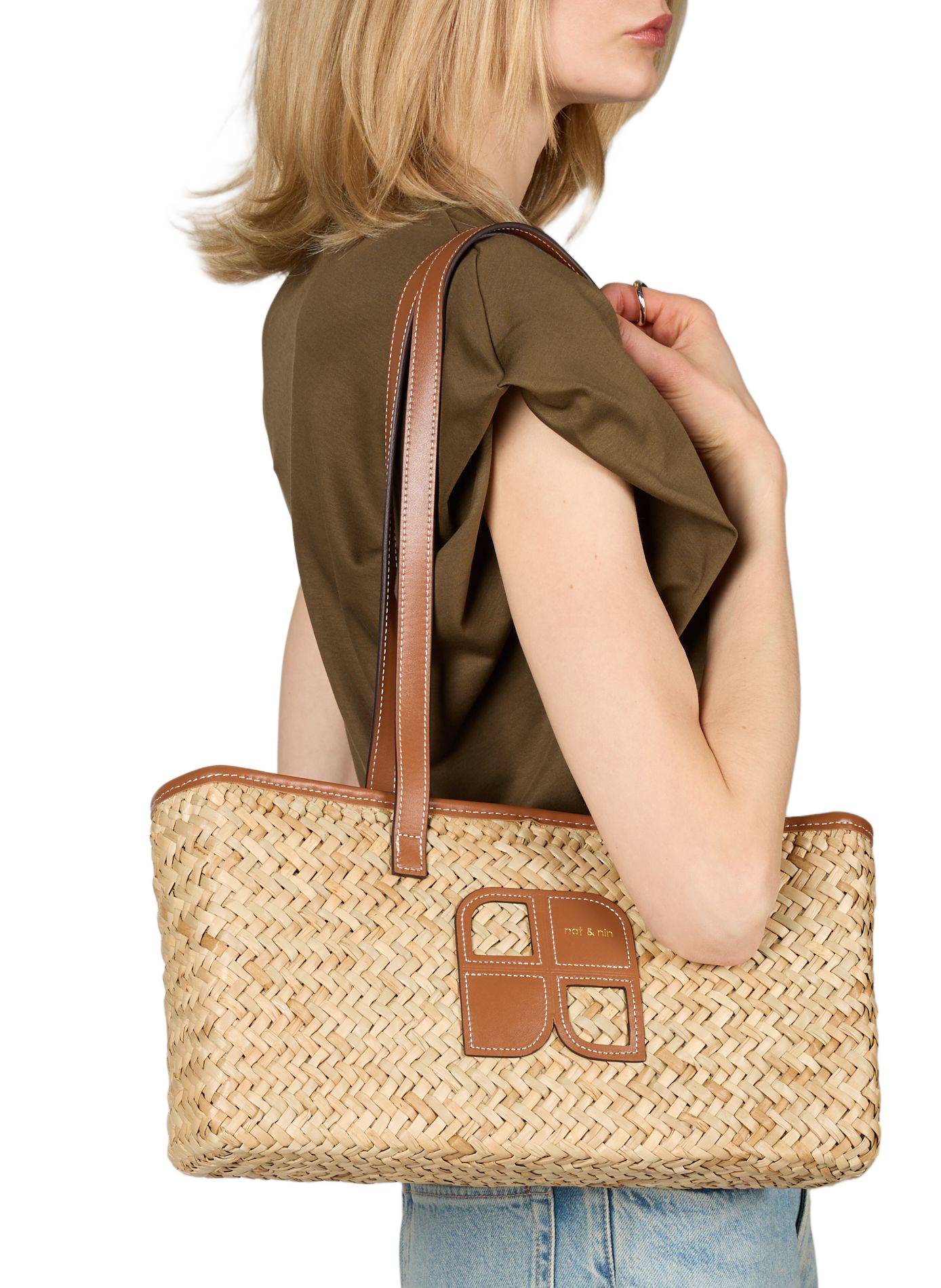 Sac cabas Paco en raphia NAT & NIN Marron