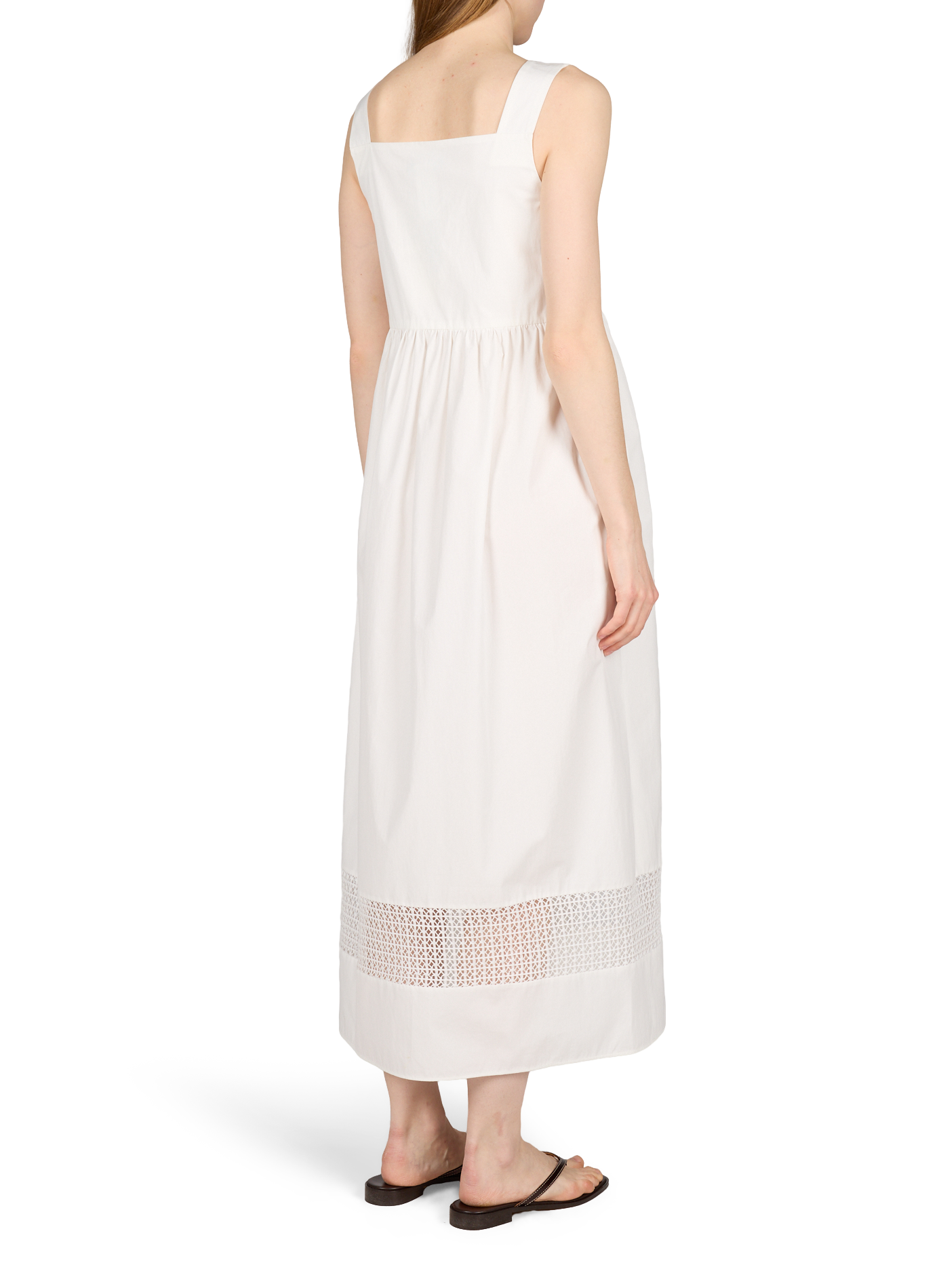Long dress with square neckline in cotton MAX MARA WEEK END White
