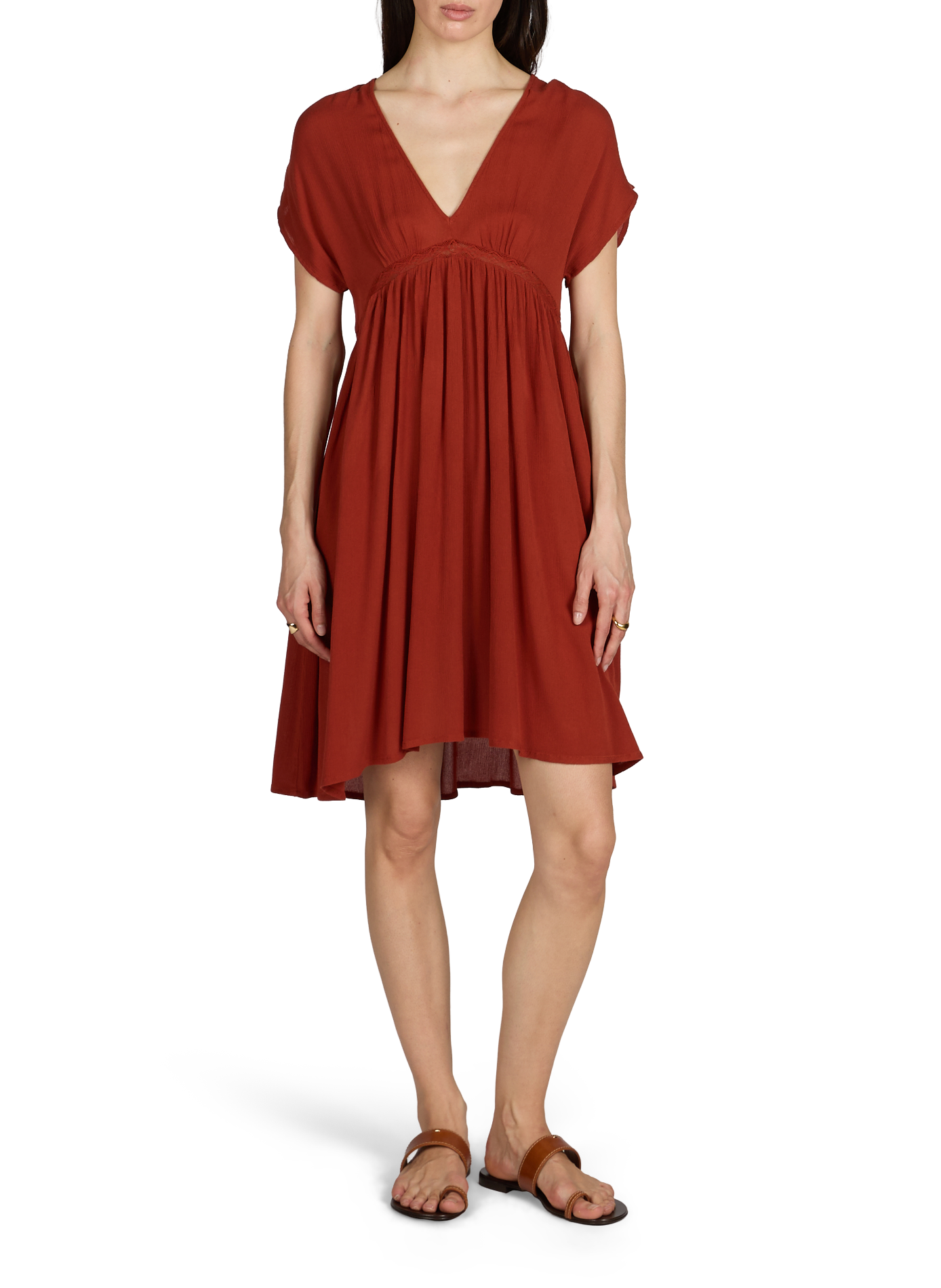 Abito con scollo a V e maniche corte VILA Rosso