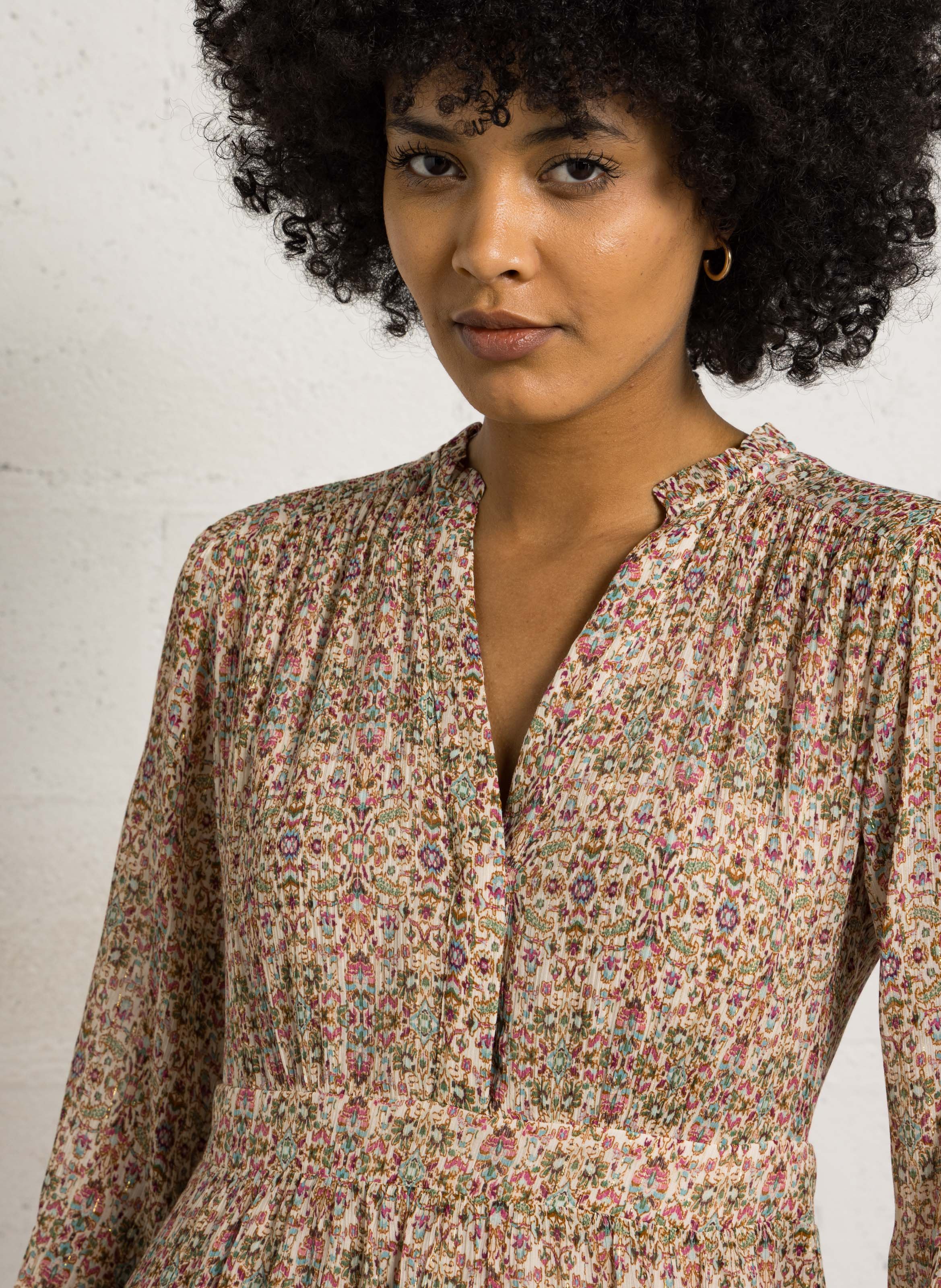 Robe midi imprimée rania MAISON 123 Beige