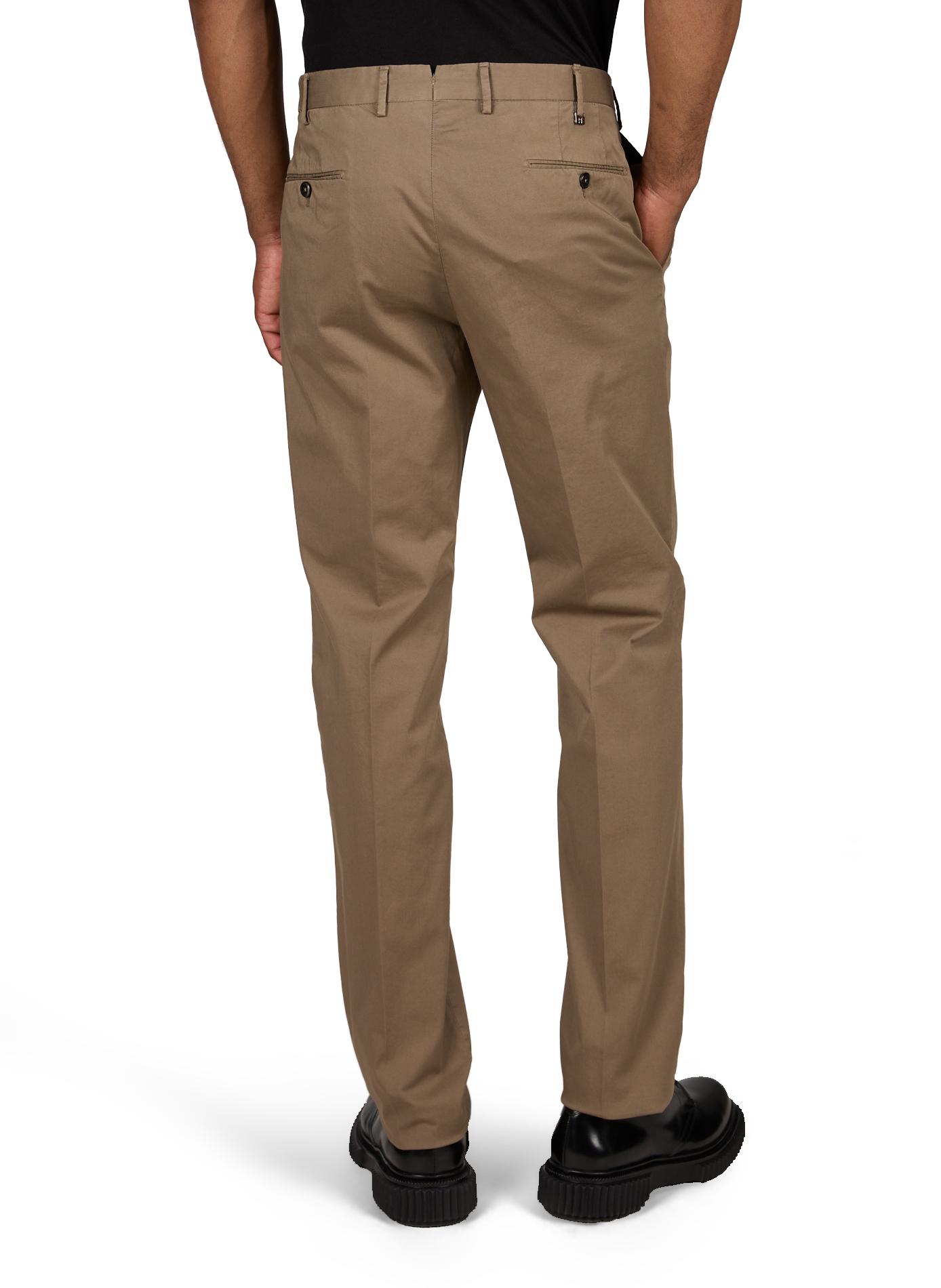 Pantalon slim à plis en coton PT01 Marron