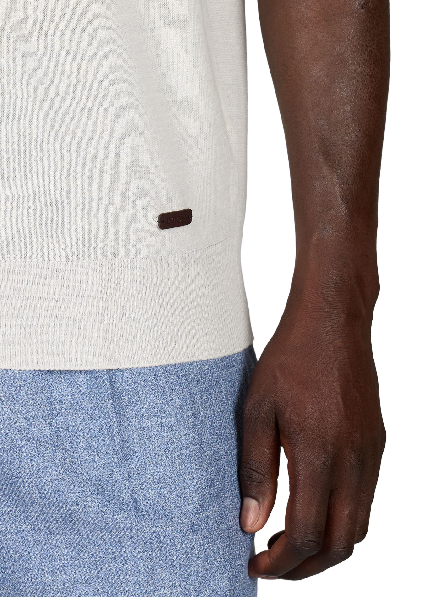 Polo aus Leinen und Baumwollgemisch ETON Weiss