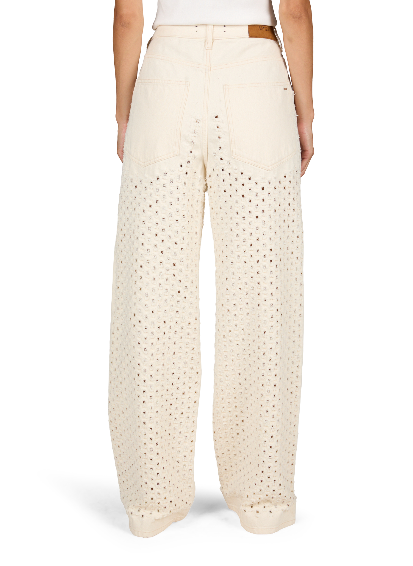 Lange gescheurde jeans met gaten van katoen. AMIRI Wit