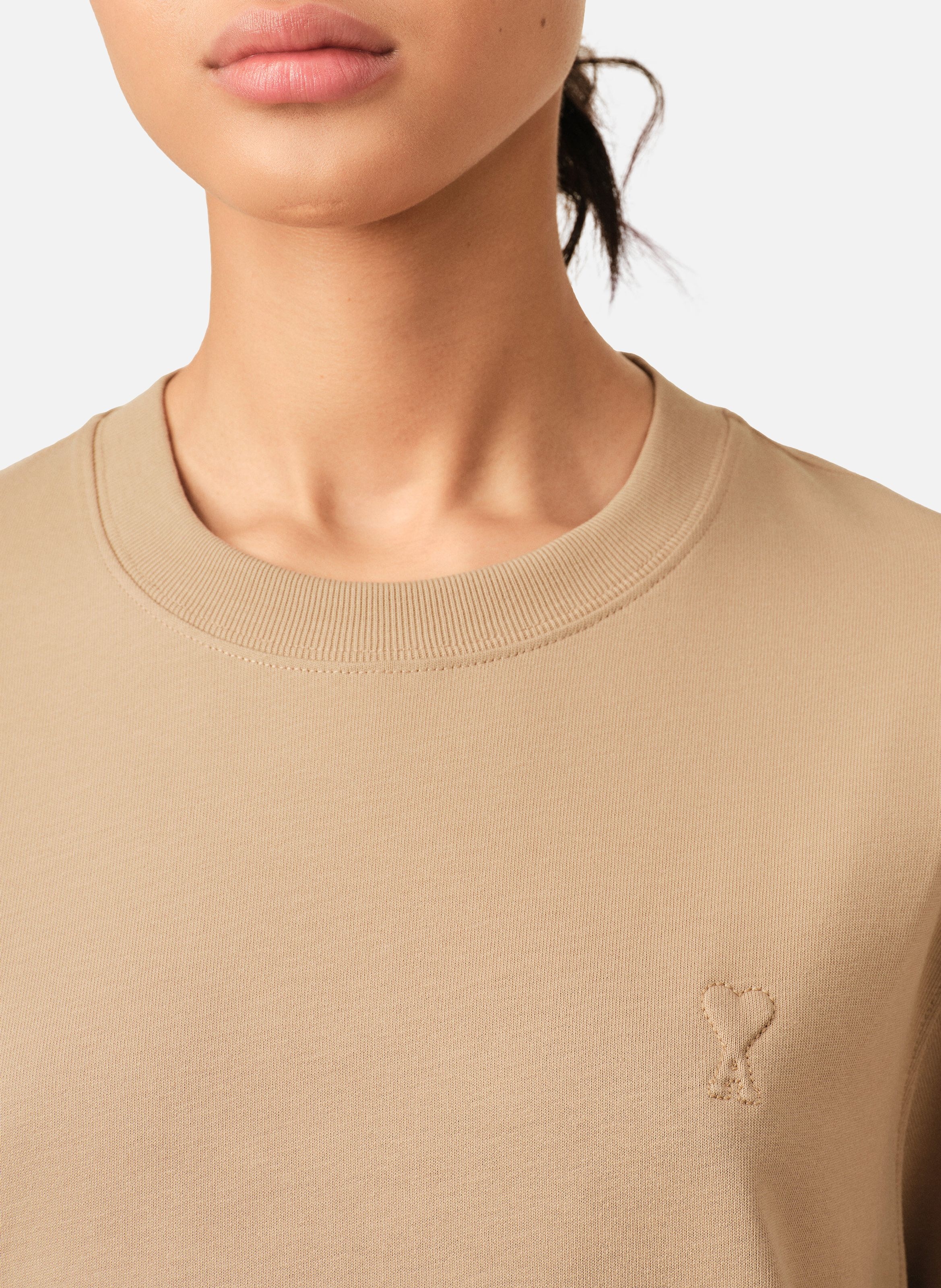 T-shirt unisexe en coton ami de coeur embossé AMI PARIS Beige
