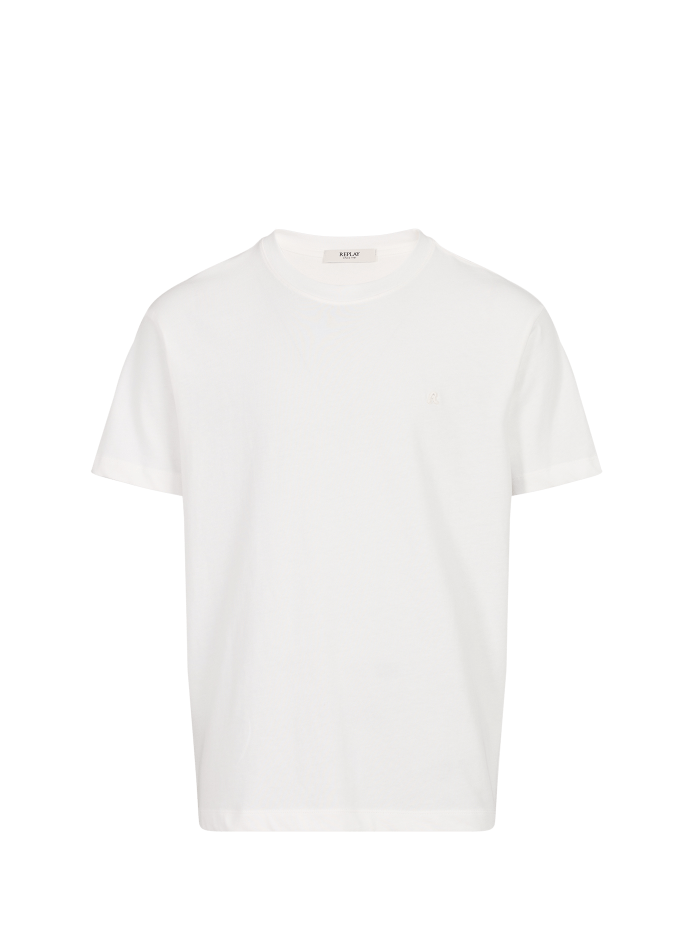 Plain T-shirt with embroidered logo in cotton REPLAY Beige