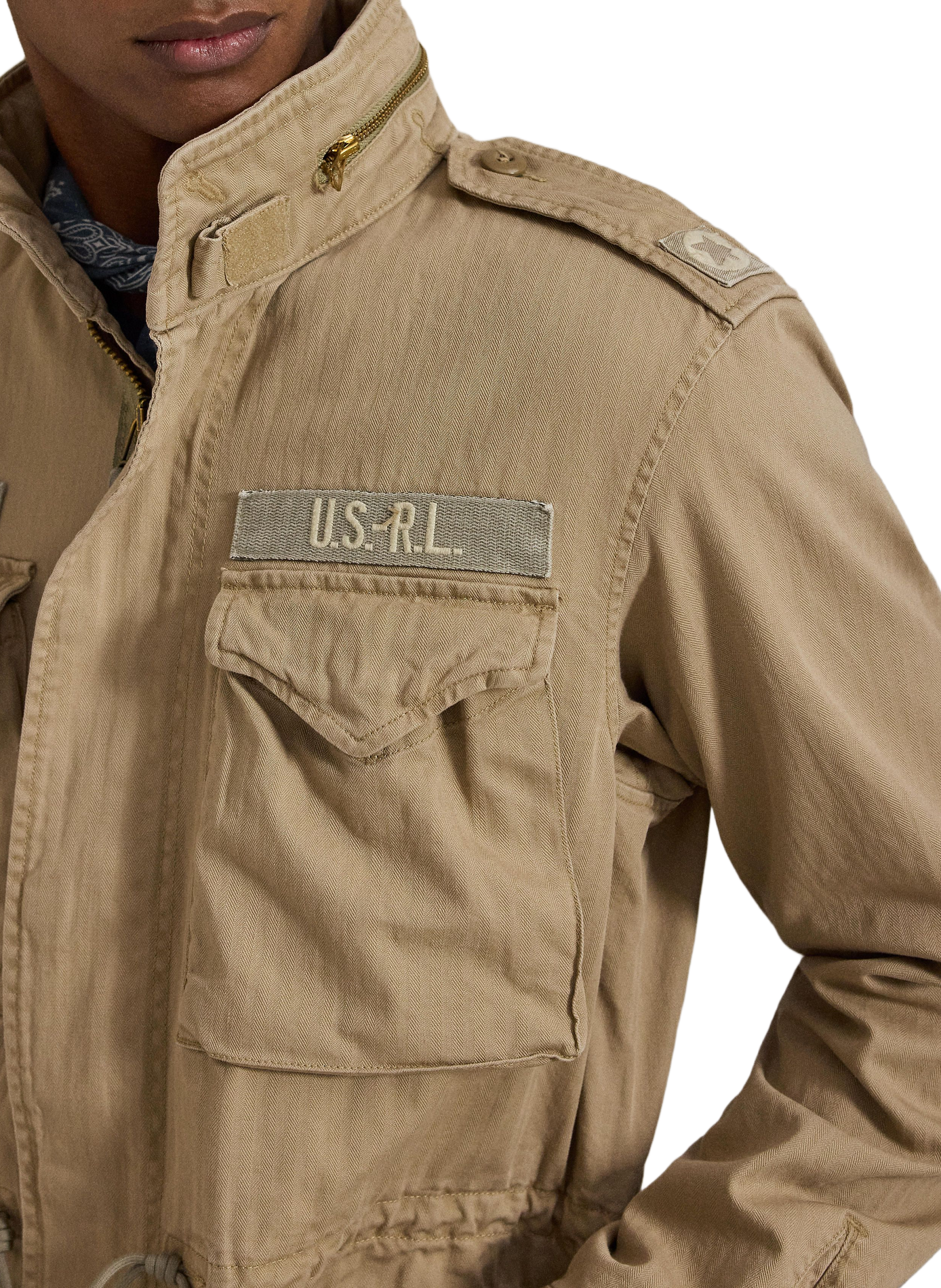 Straight jacket with high collar in cotton POLO RALPH LAUREN Beige