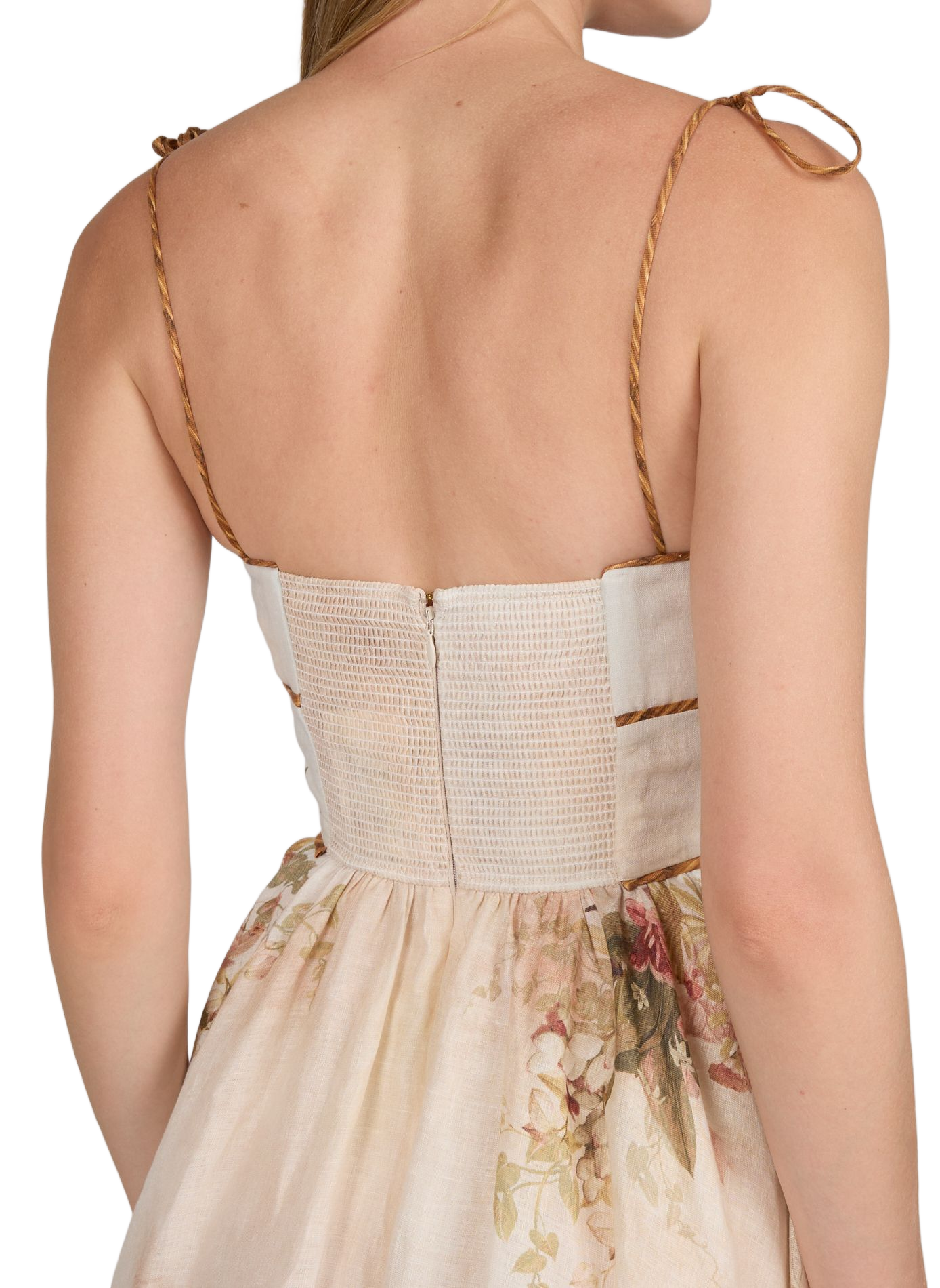 Mahon dress with floral print in linen and cotton ZIMMERMANN Pink