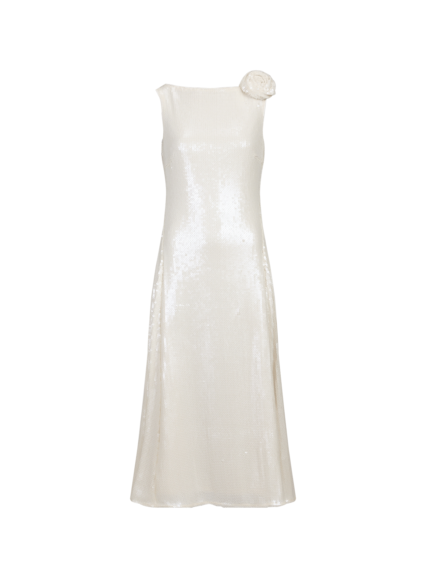 Flared midi dress with sequins ROTATE Beige