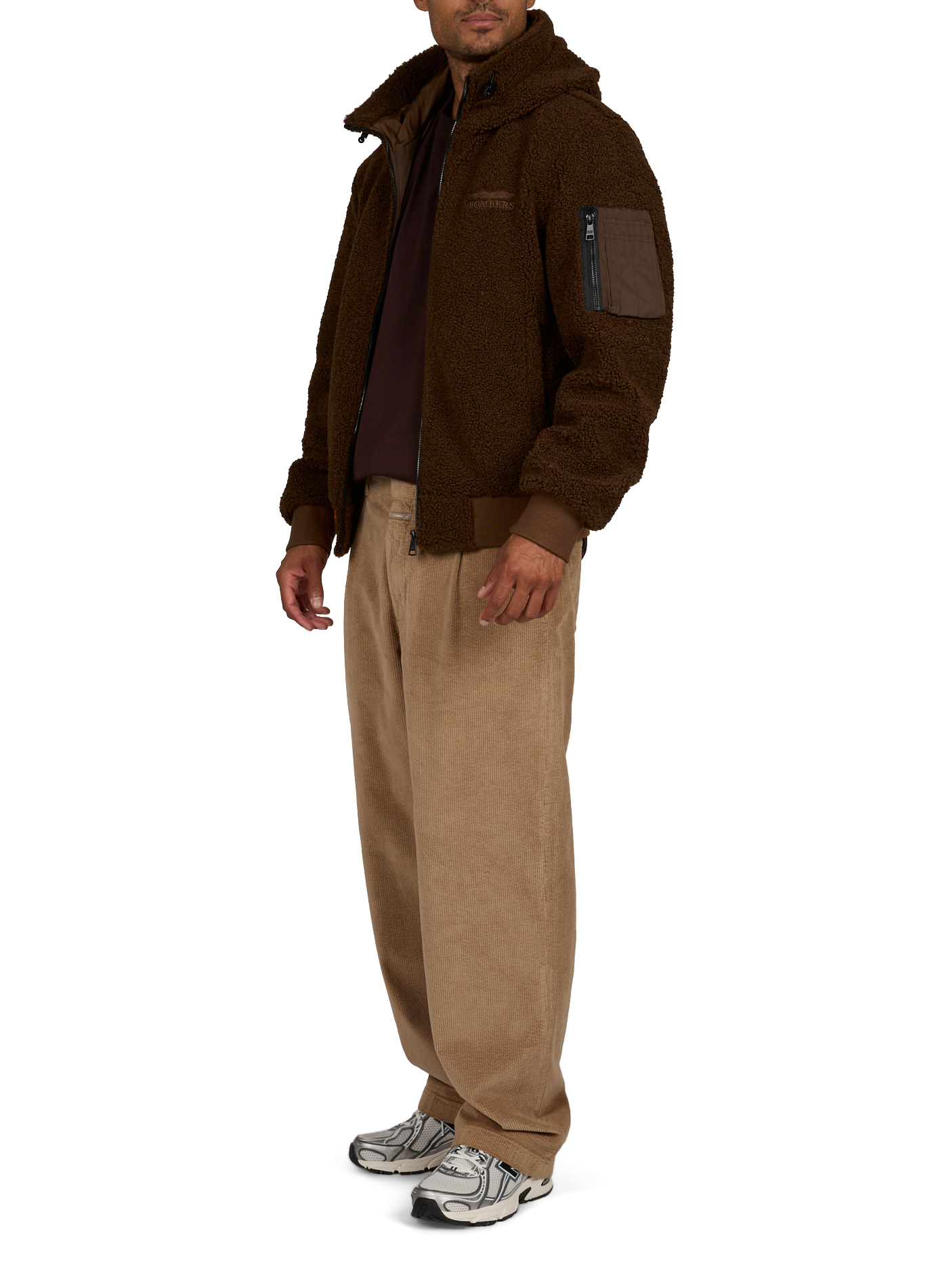 Veste ample à capuche en polaire BOMBERS ORIGINAL Marron