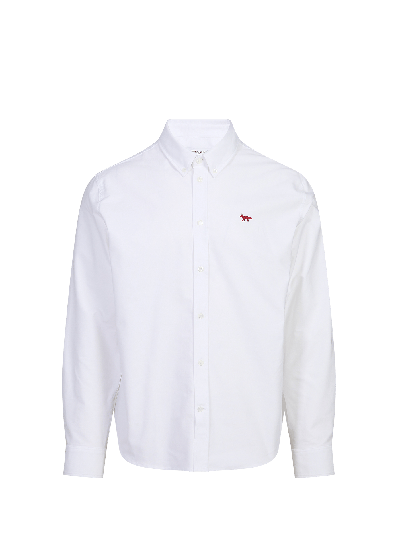 Gerade Hemd mit besticktem Logo aus Baumwolle MAISON KITSUNÉ Weiss