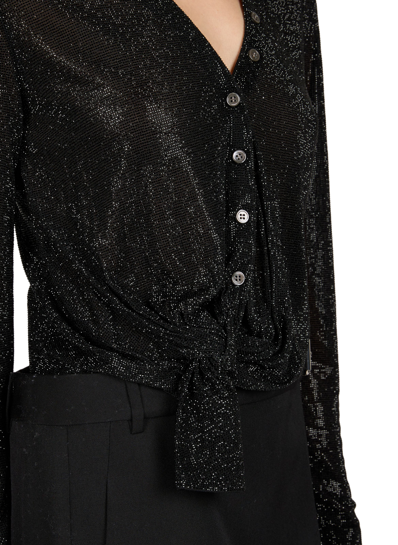 Rechte cardigan met V-hals en pailletten, vast te knopen. ALEXANDER WANG Zwart