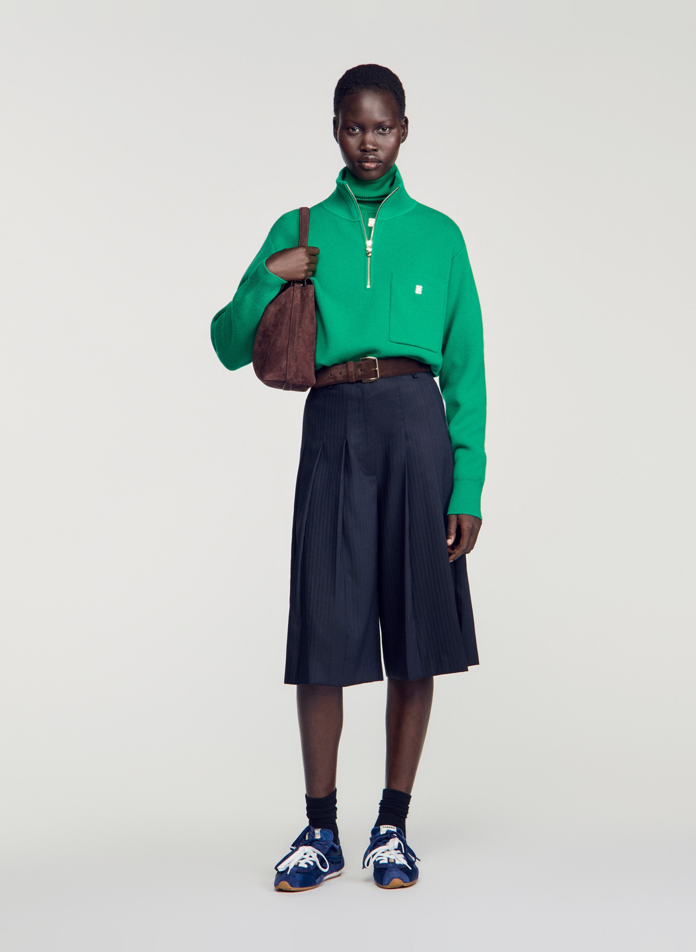 Pull droit col roulé SANDRO Vert