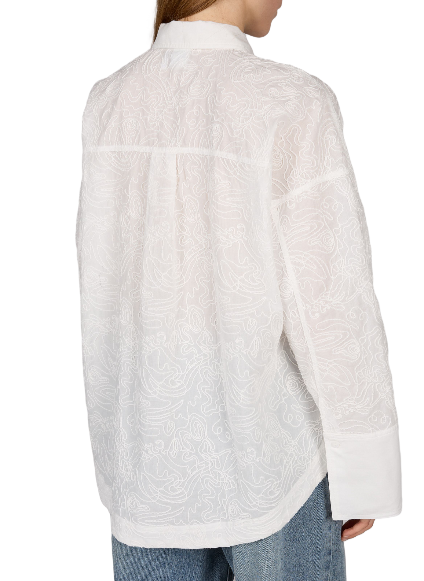 Weite bestickte Baumwollbluse Rouemma ROUGE EDIT Beige