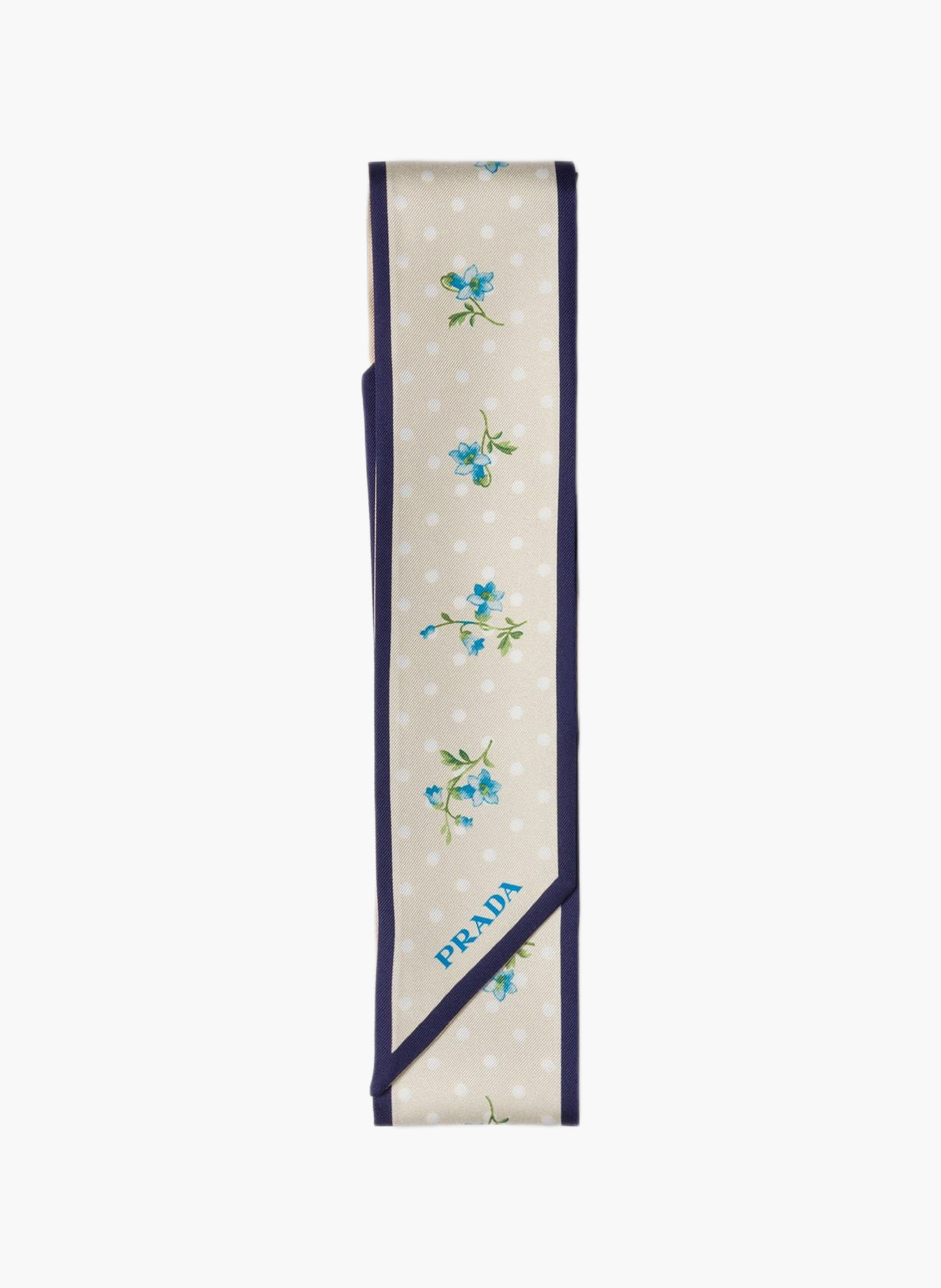 Foulard fin en sergé de soie imprimé PRADA Beige