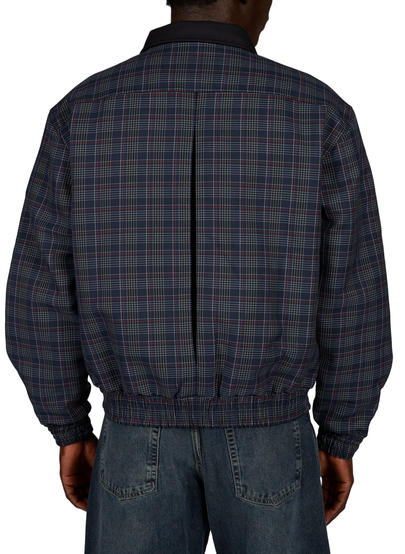 Checked bomber jacket with classic collar PAS UNE MARQUE Blue